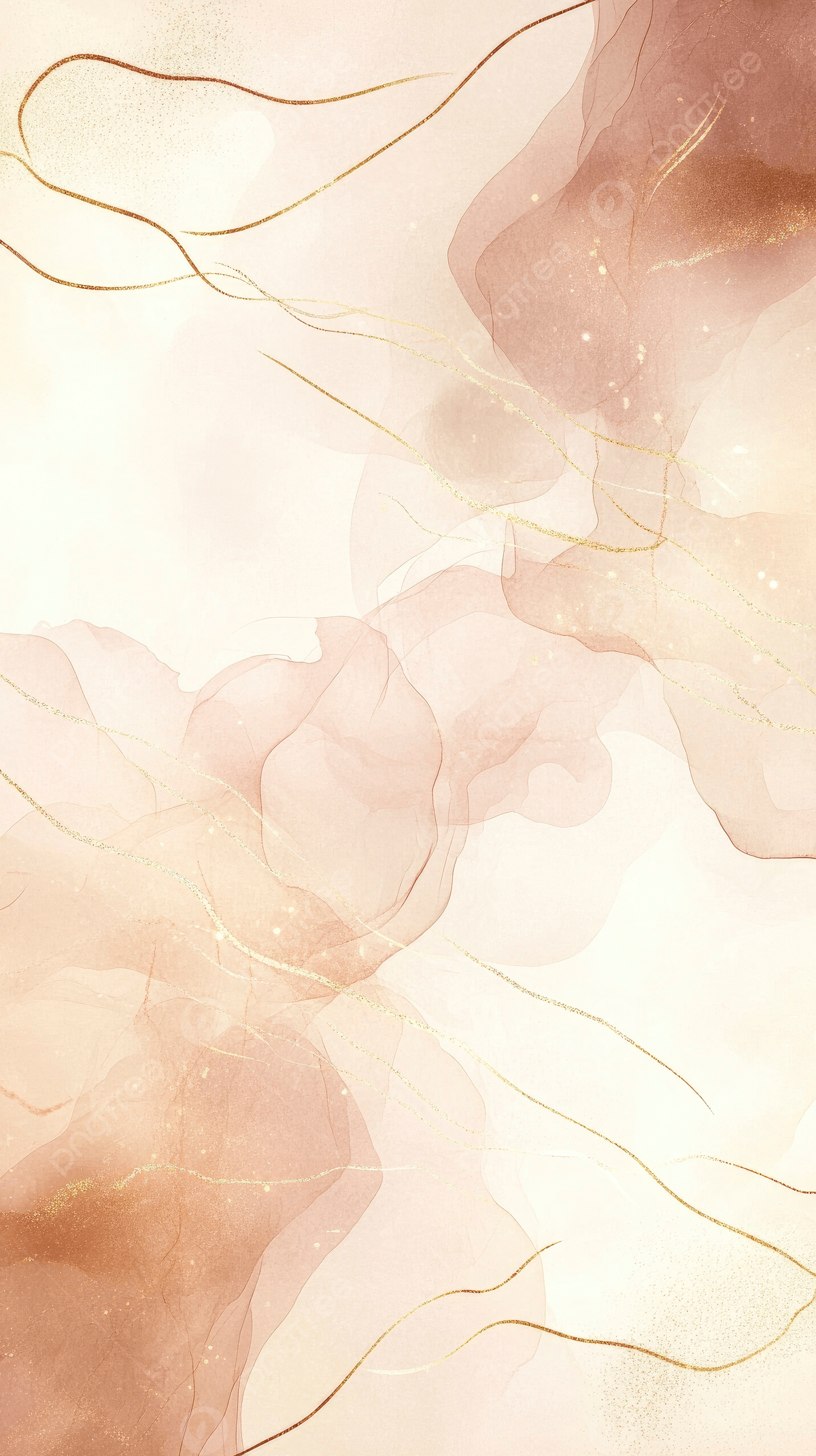 1200x2141 Watercolor Beige And Brown Background With Golden Lines Abstract Fluid Shapes And Stains Wallpaper Image For Free Download