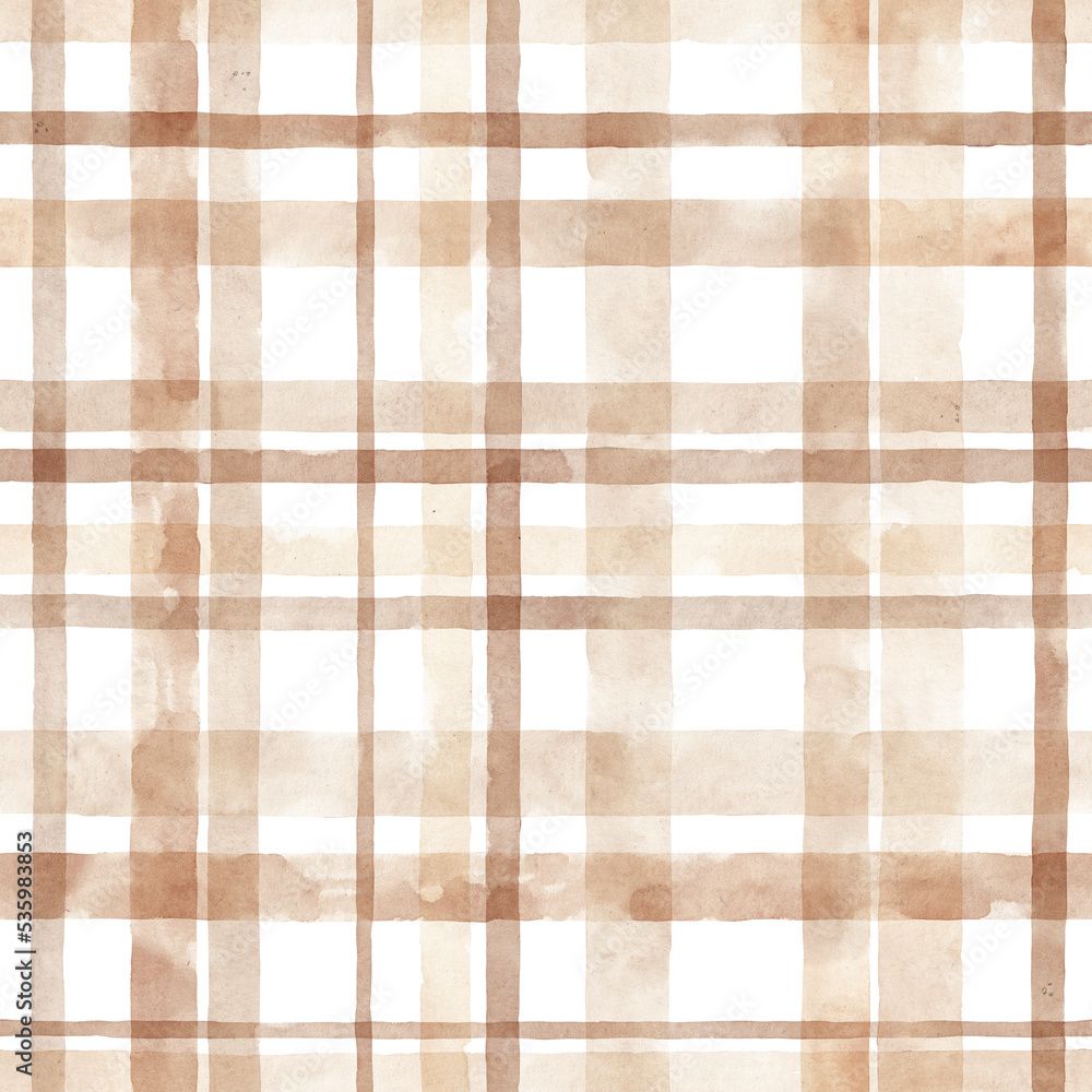 1000x1000 Cute checkered watercolor background. Watercolor horizontal and vertical stripes. Vintage background. Beige lines. Stock Illustration