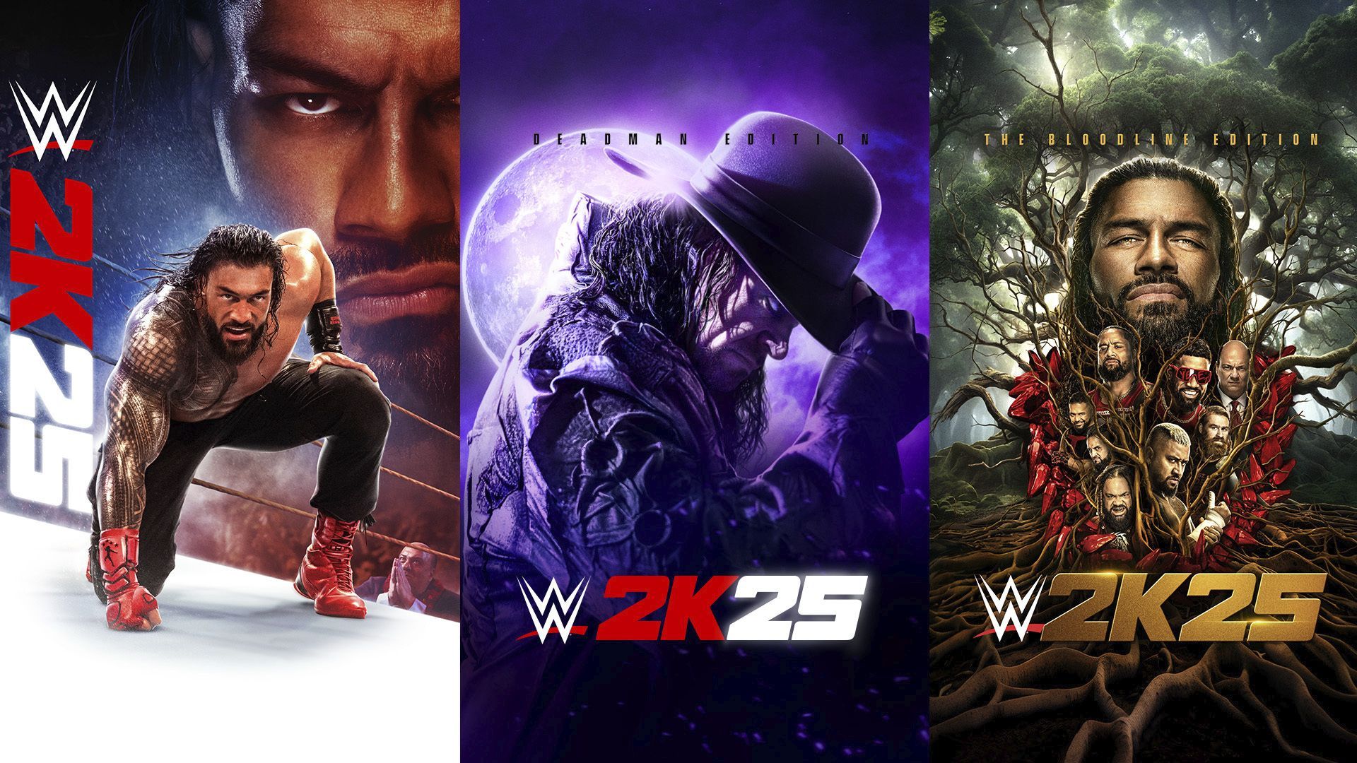 1920x1080 WWE 2K25 game cover acknowledges Tribal Chief Roman Reigns