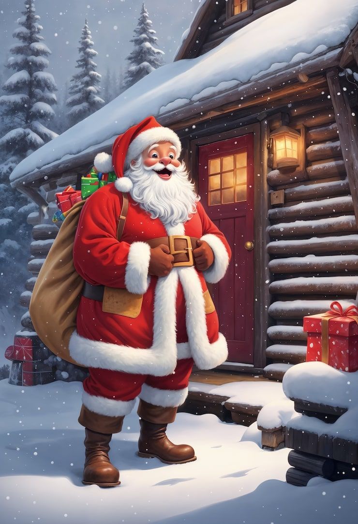 740x1082 Cute santa wallpaper Image