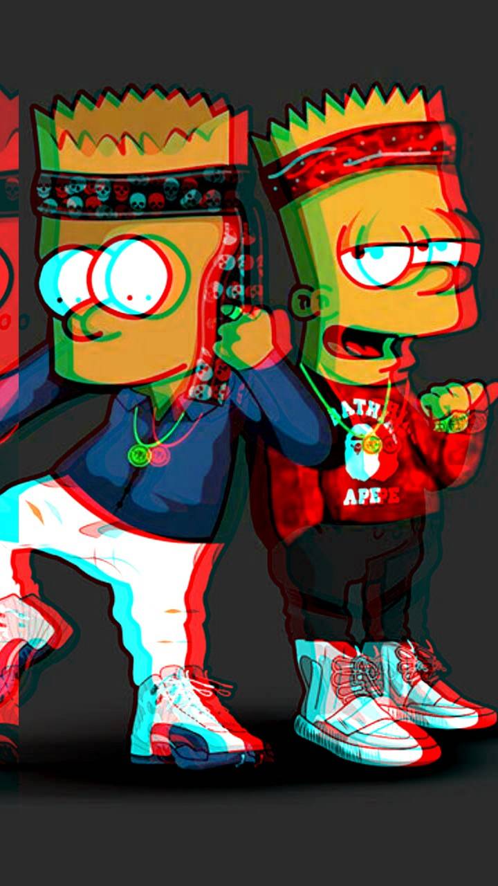 720x1280 Bape X Bart X 3D wallpaper