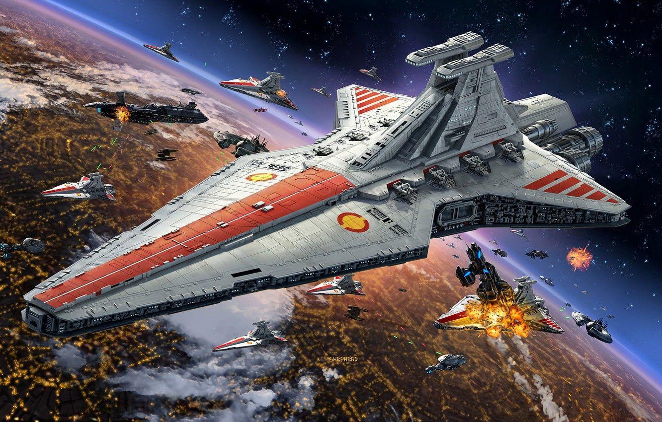 1332x850 Wallpaper Star Wars, Coruscant, Star destroyer, type Venator, The Galactic Republic, Navy Open Ring, in a battle with separatists, The Formation Of The Empire image for desktop, section фильмы