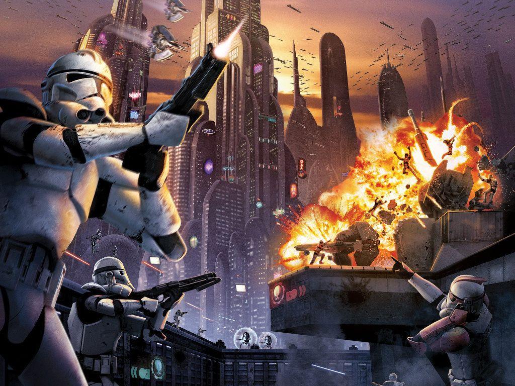 1024x768 Battle of Coruscant Background. Battle