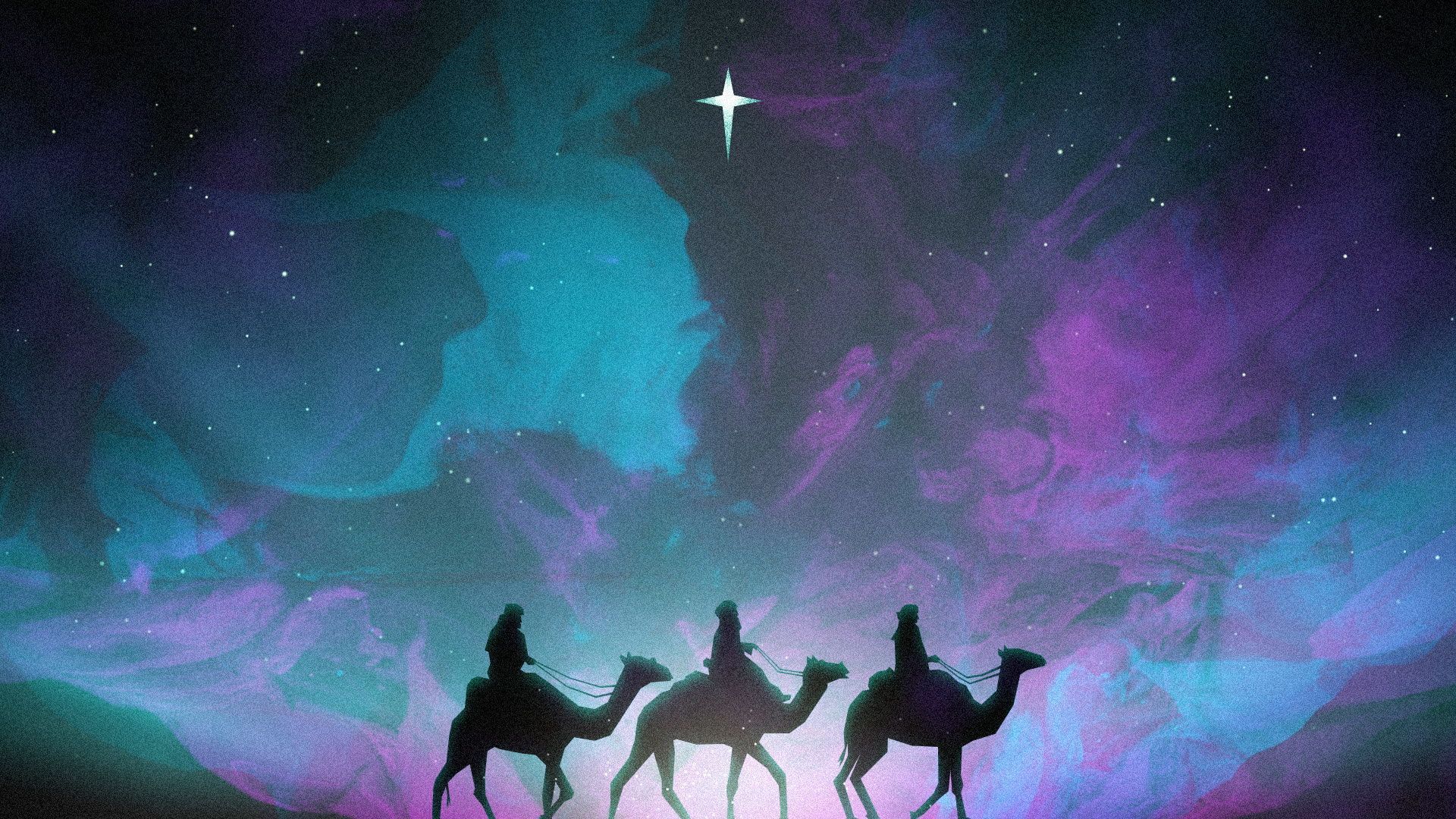 1920x1080 Painted Christmas Wise Men. Motion Video Background