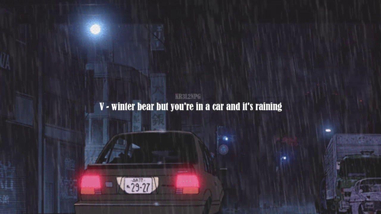 1280x720 winter bear but you're in a car and it's raining