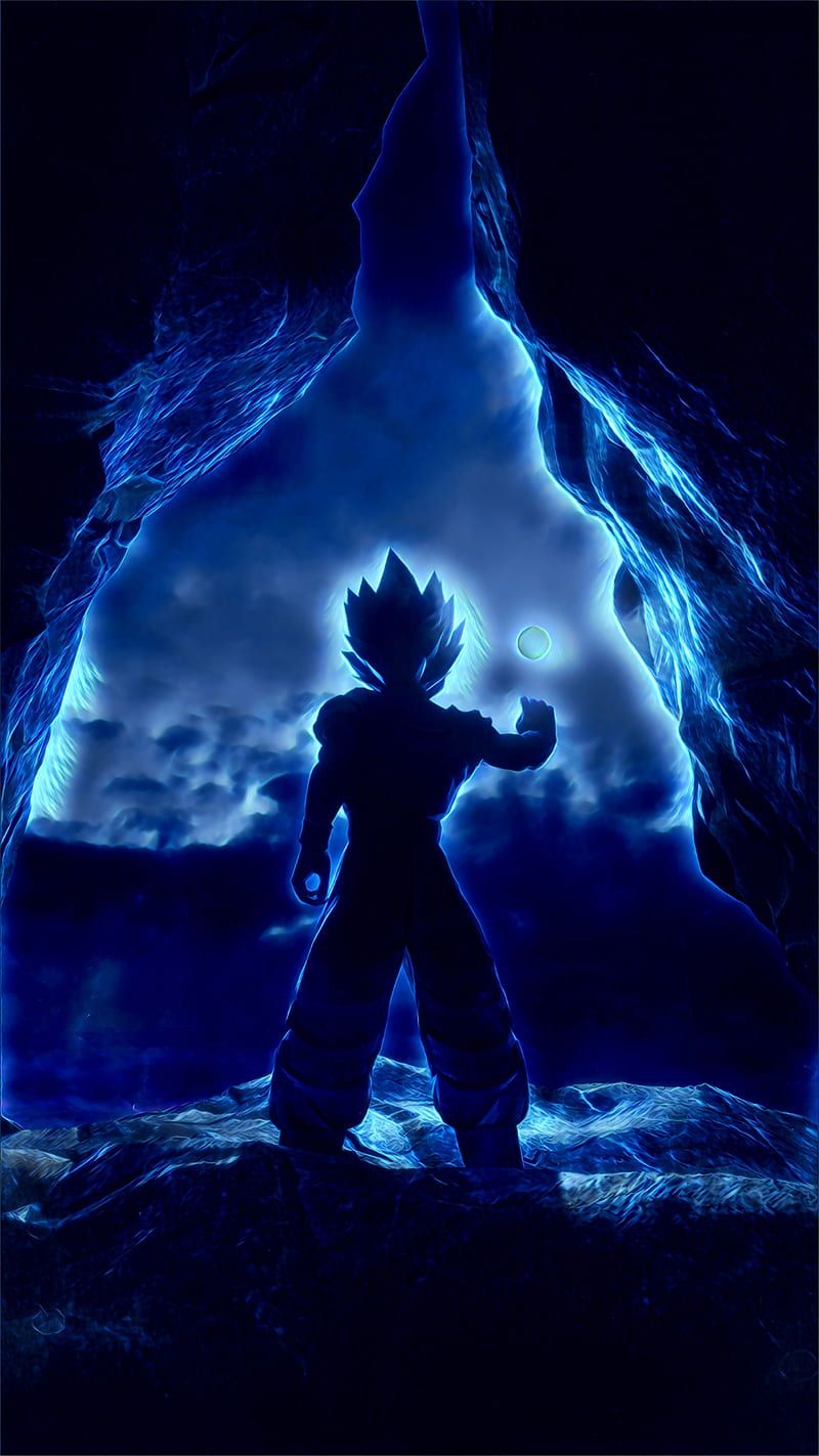 800x1422 Goku's meditation, anime, blue hair, HD wallpaper