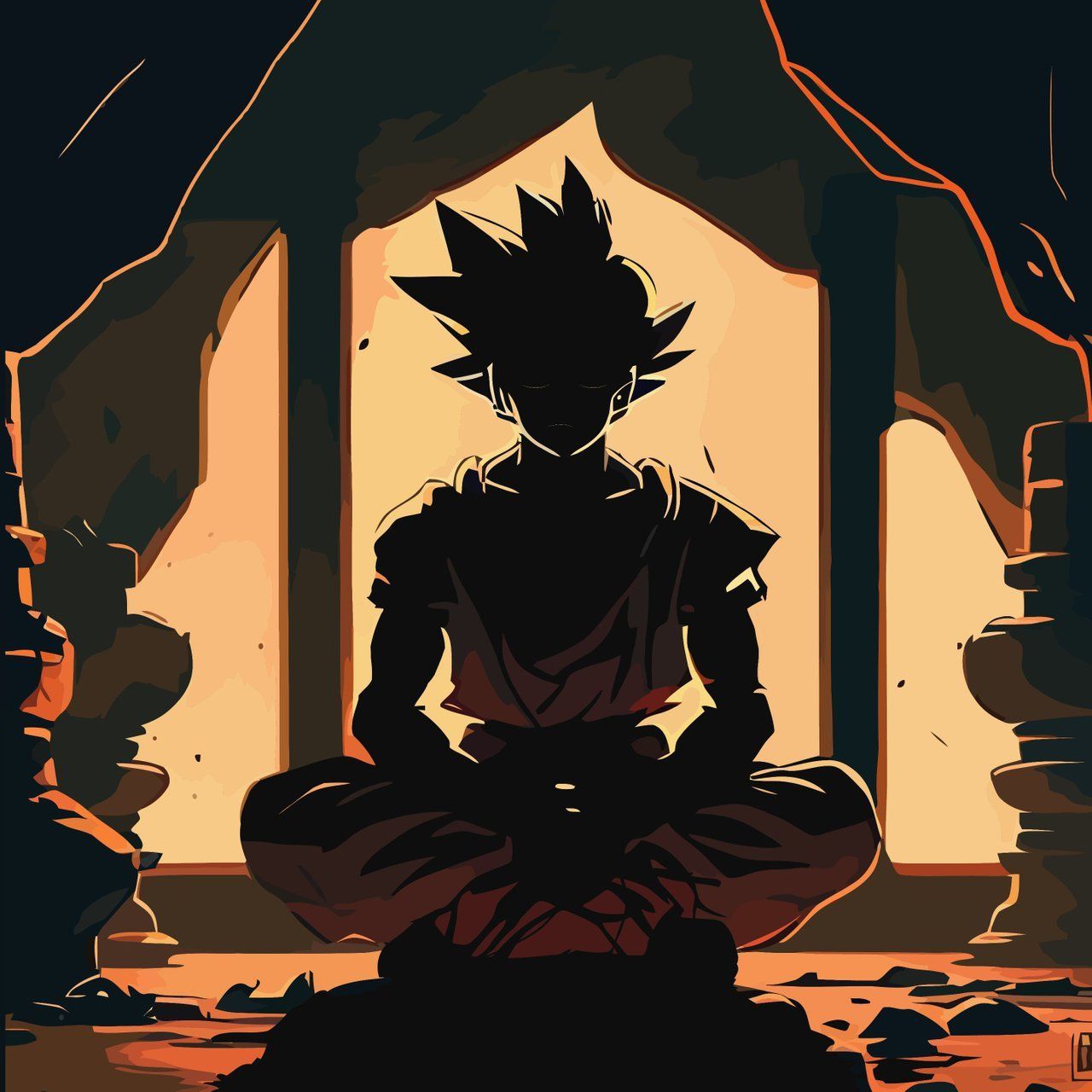 1280x1280 Illustration of meditating goku