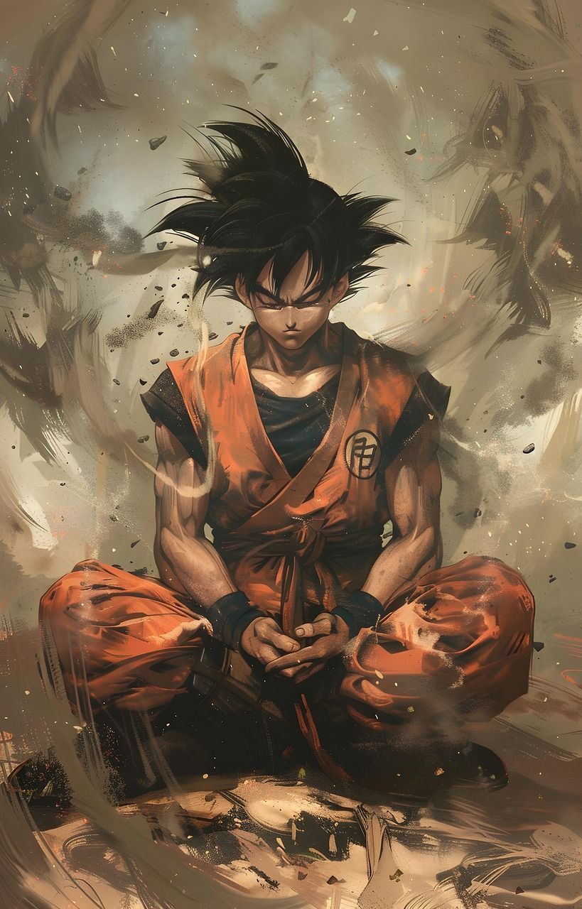 819x1280 Download Ai Generated Goku Meditation. Royalty Free Stock Illustration Image