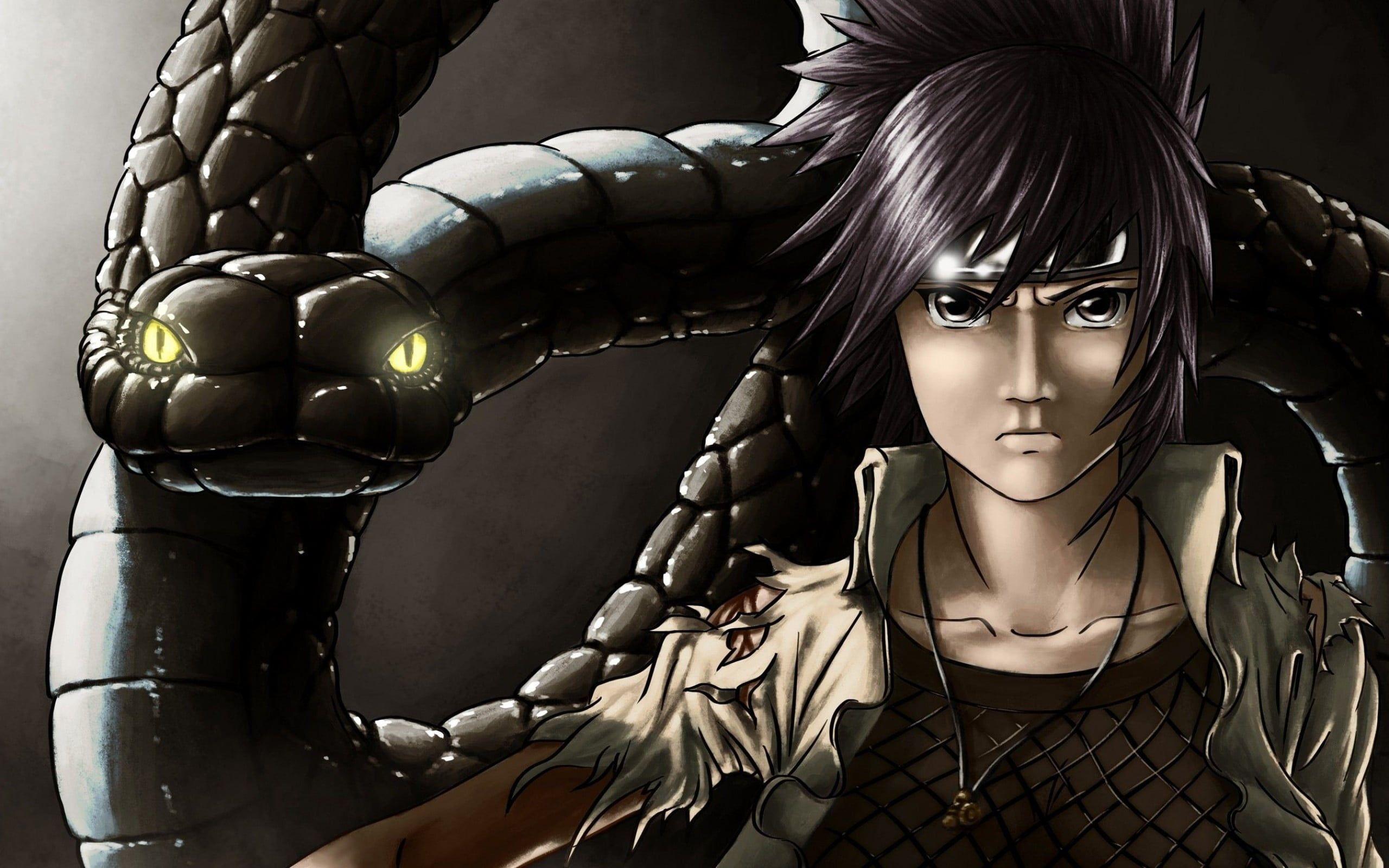 2560x1600 Purple hair male character, anime, Naruto Shippuuden, snake