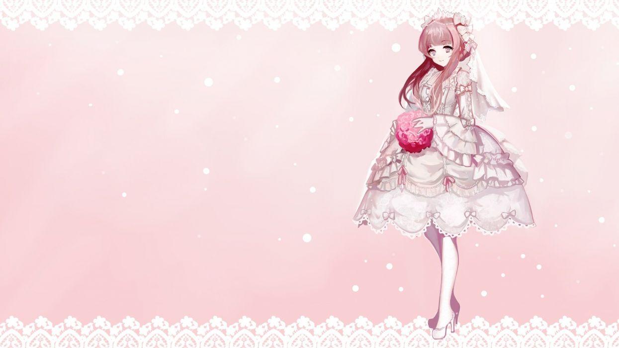 1245x700 Brown hair flowers headdress lolita fashion moemoe3345 monochrome