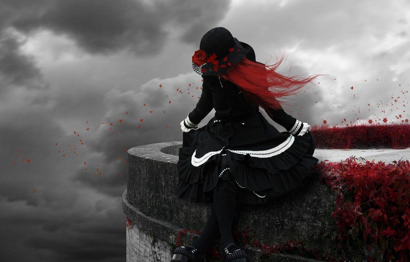 1332x850 Wallpaper rose, gothic, gloomy, red hair, goth, Gothic & Lolita, goth, MskyCarmen, Gothic lolita image for desktop, section настроения