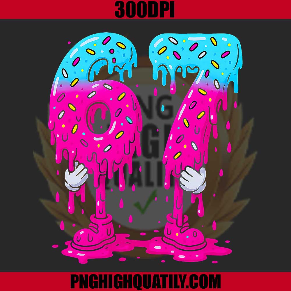1000x1000 Six Seven Ice Cream Drip PNG, Sports Cool Meme PNG, 67 Funny Number PNG
