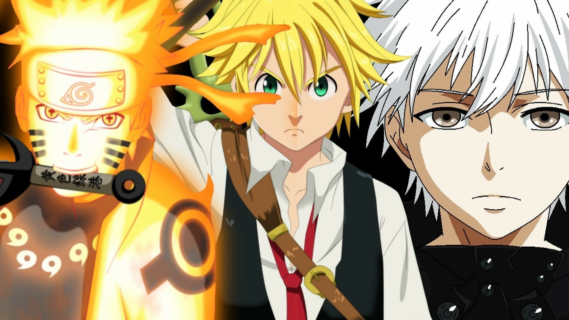 1920x1080 Epic Anime Crossover: Sage of Six Paths, Ken Kaneki & Meliodas HD Wallpaper