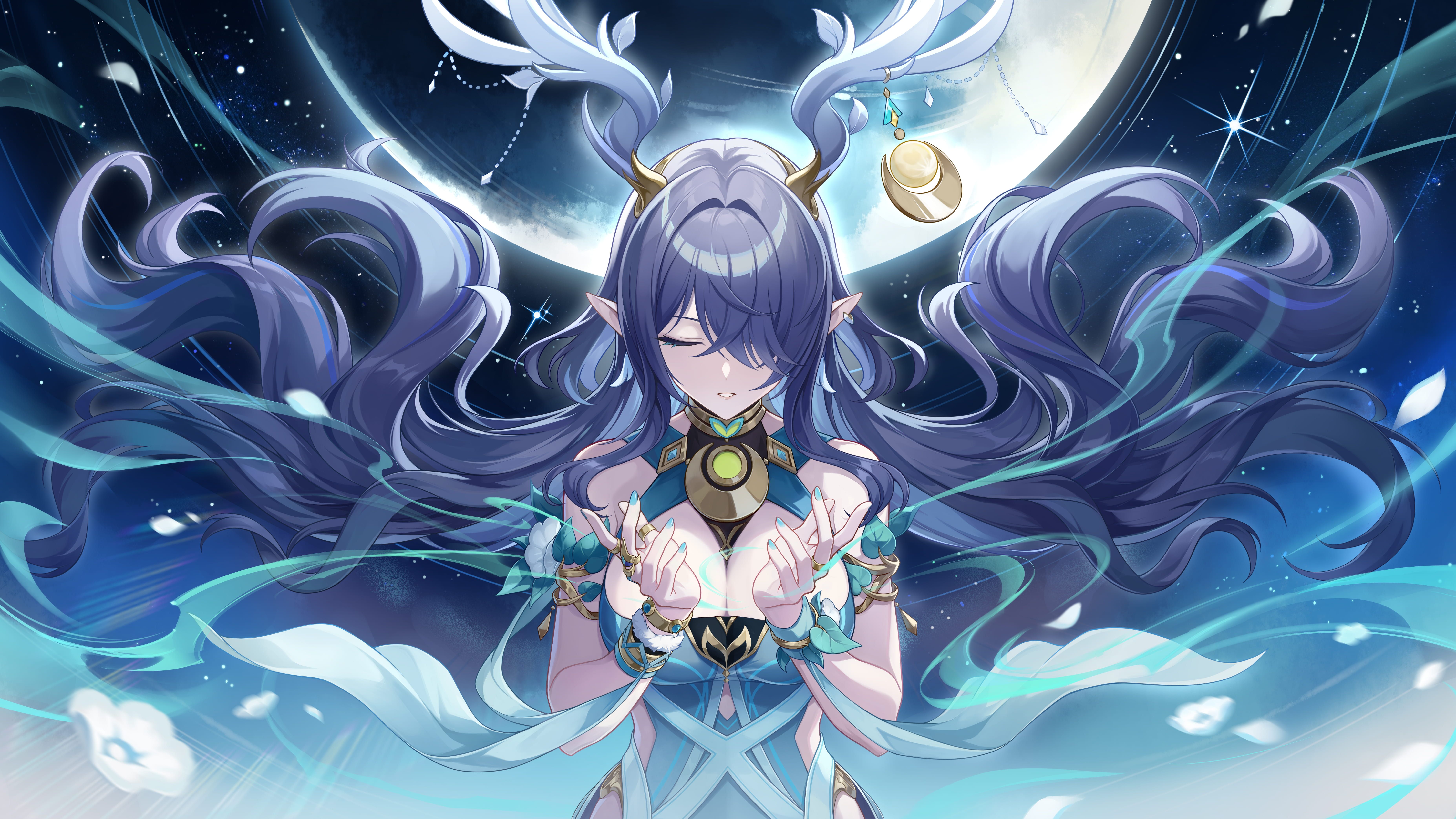 7421x4174 A Moonlit Destined Companion Wallpaper Download