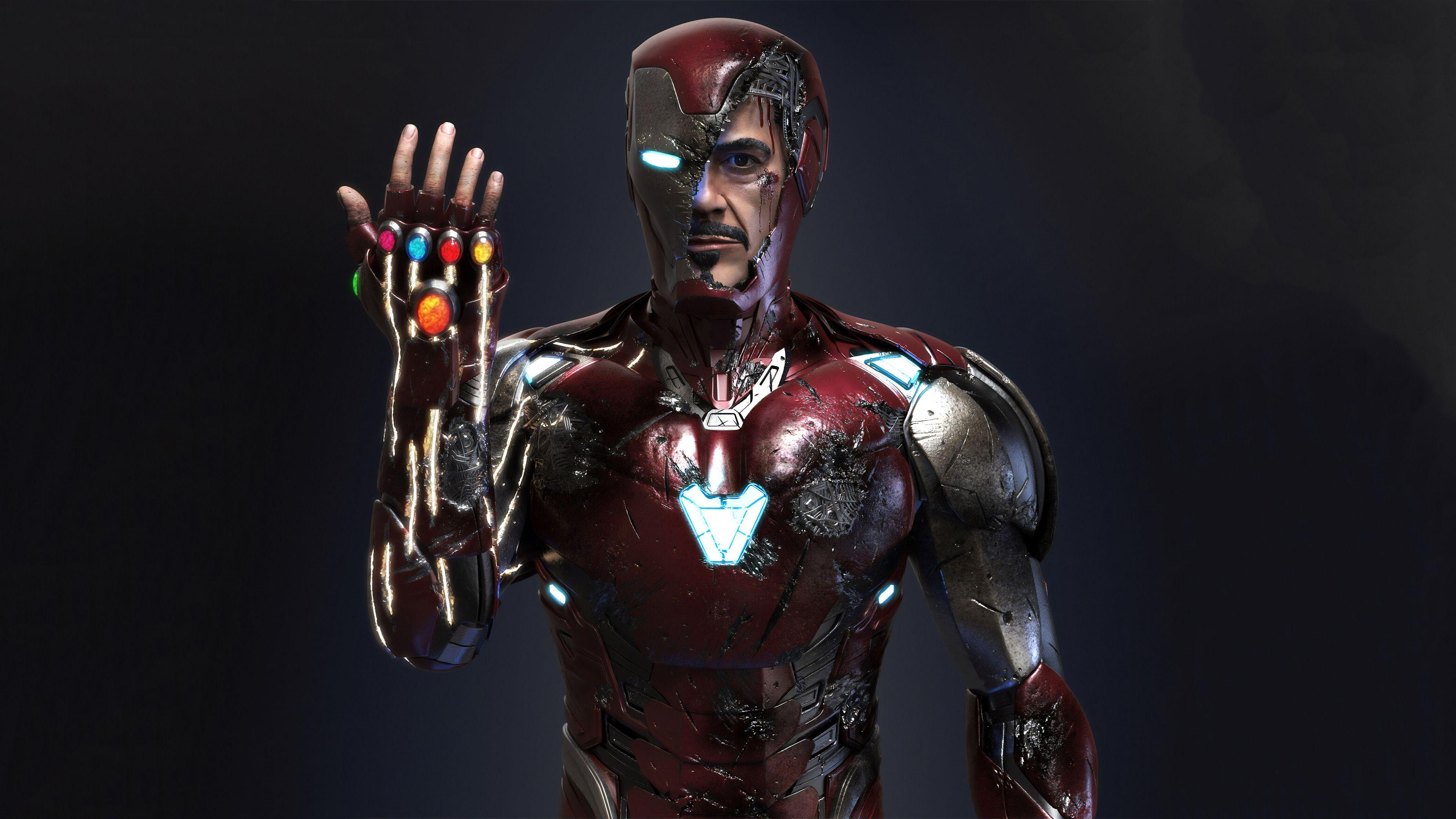 3840x2160 Iron Man Infinity Gauntlet 4k Art, Các siêu anh hùng HD, Hình nền 4k
