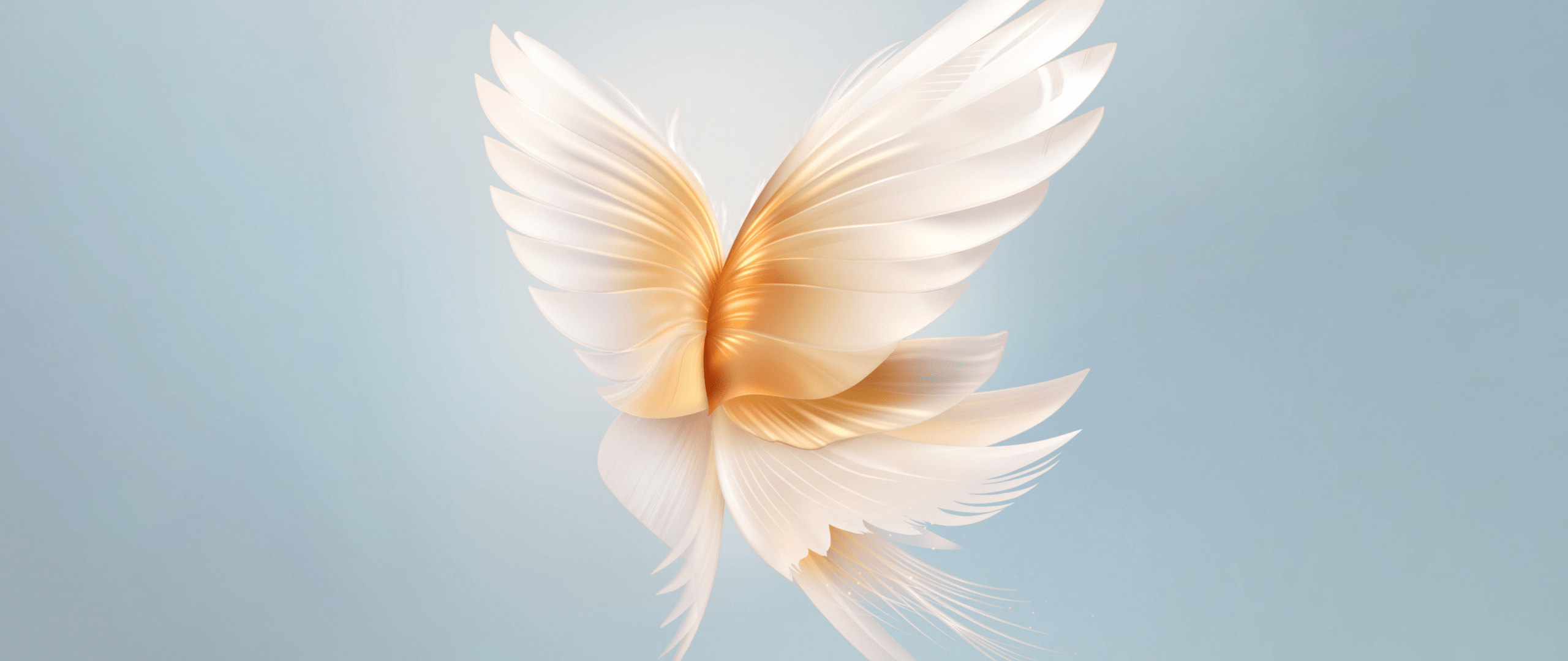 2560x1080 Angel wings Wallpaper 4K, Blue background, Honor, Stock