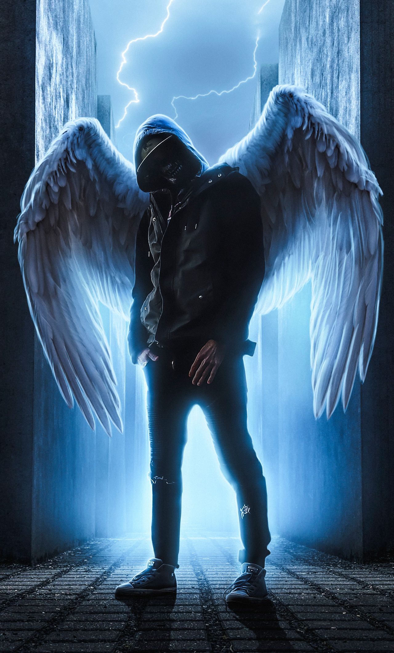 1280x2120 Man With Wings Wallpaper