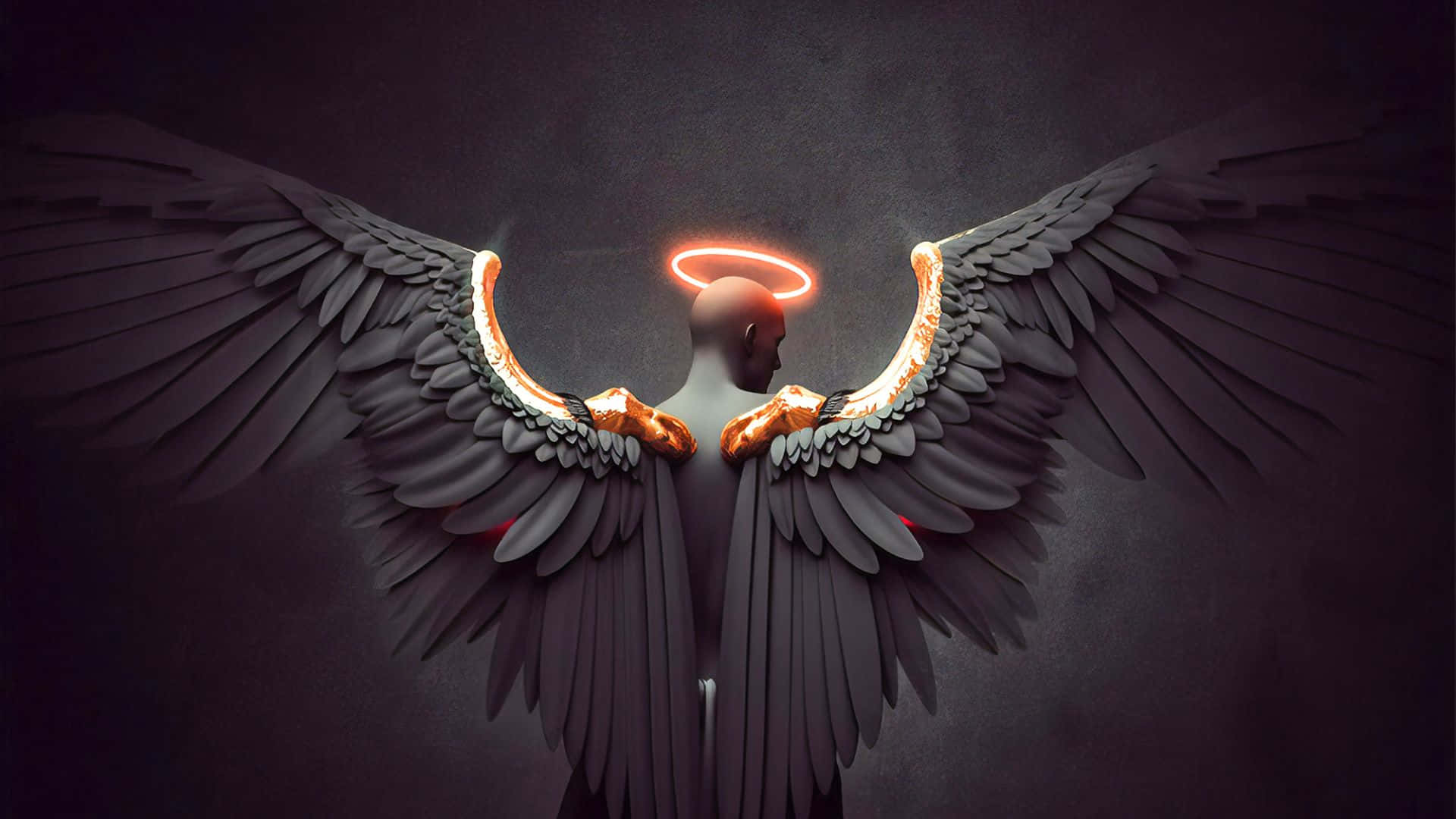 1920x1080 Black Angel Wings Background