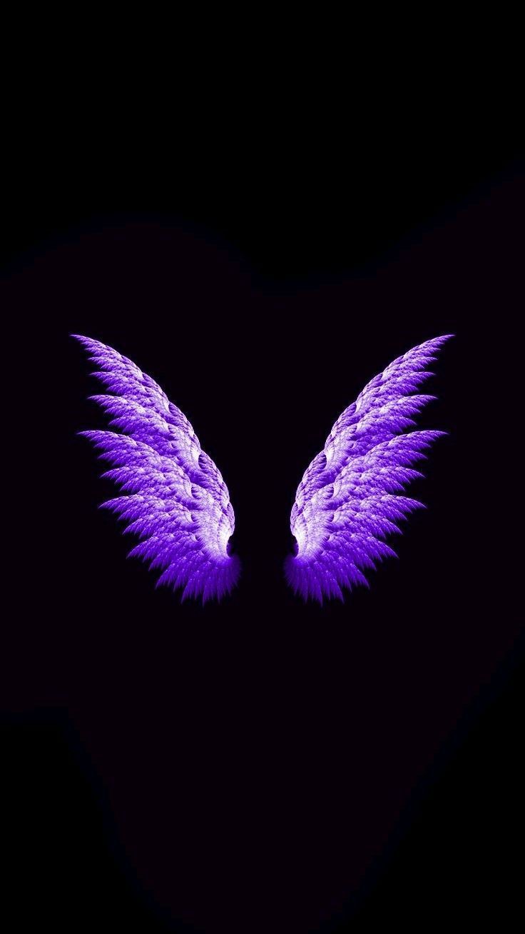 736x1308 purple angel wings wallpaper