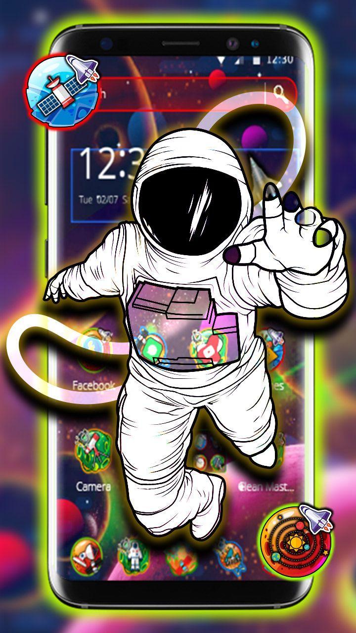 720x1280 Astronaut Theme. Spaceman 3D floating parallax theme and icon pack
