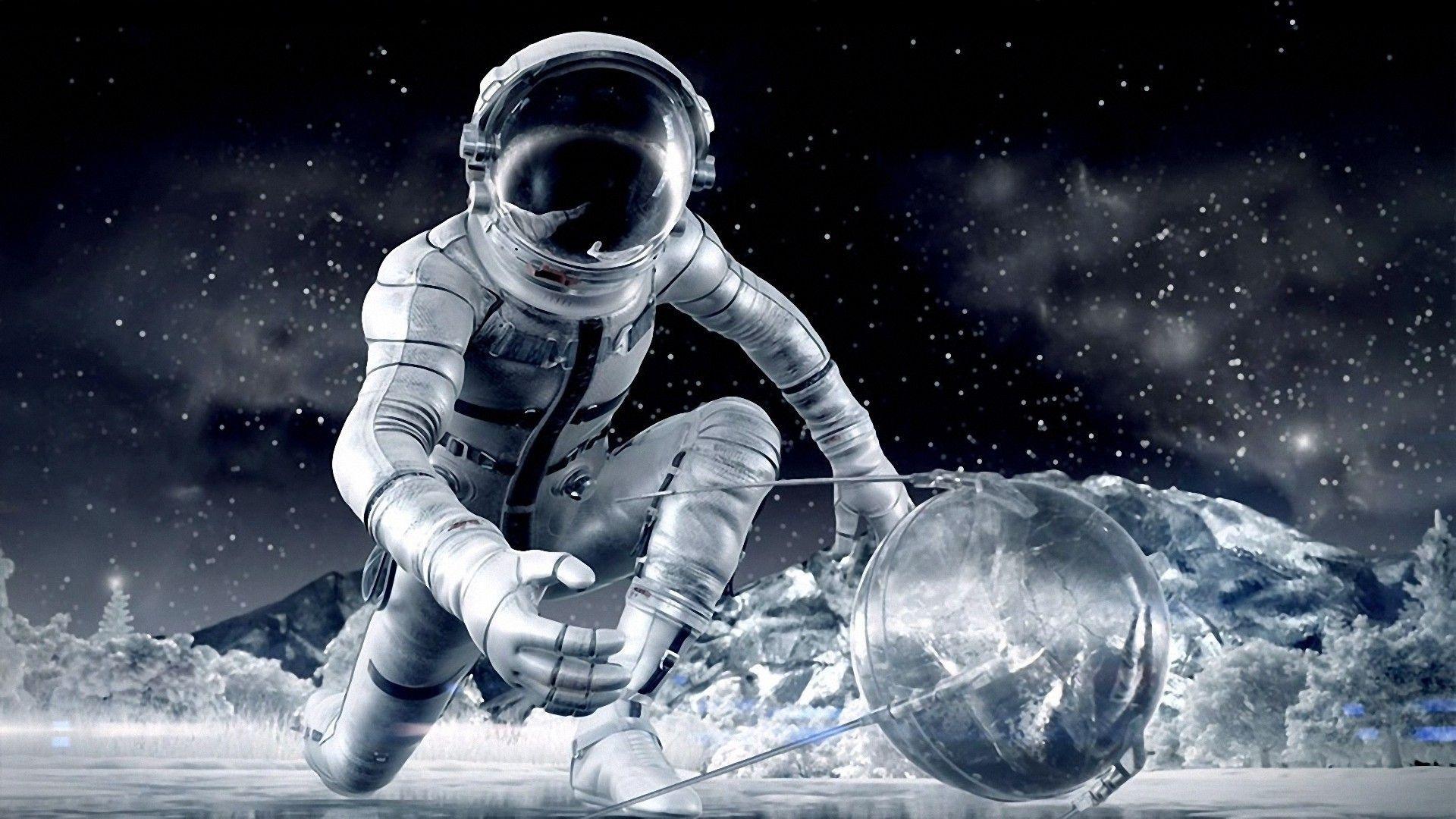 1920x1080 Picture cosmonaut Helmet Space 3D Graphics