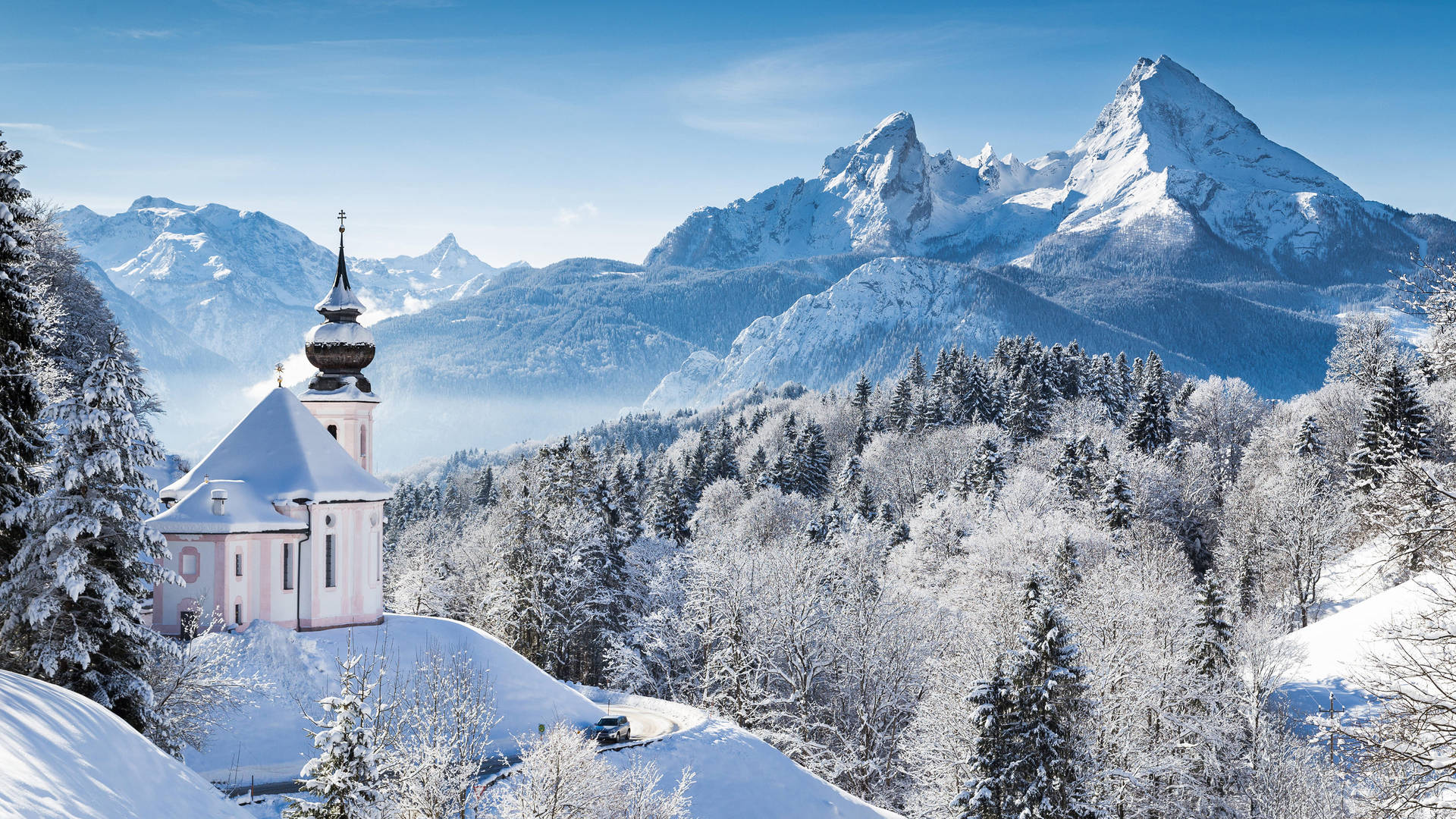 1920x1080 Download Bavarian Alps Snow Mountain In Winter Wallpaper