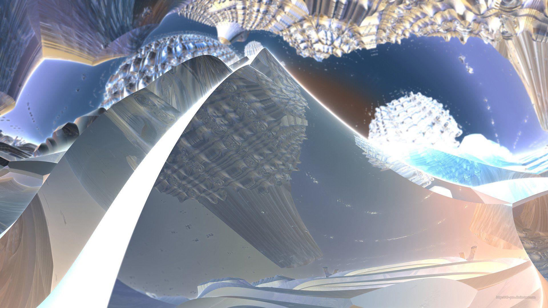 1920x1080 Ice Pyramids Fractal Art HD Wallpaper. Background Image