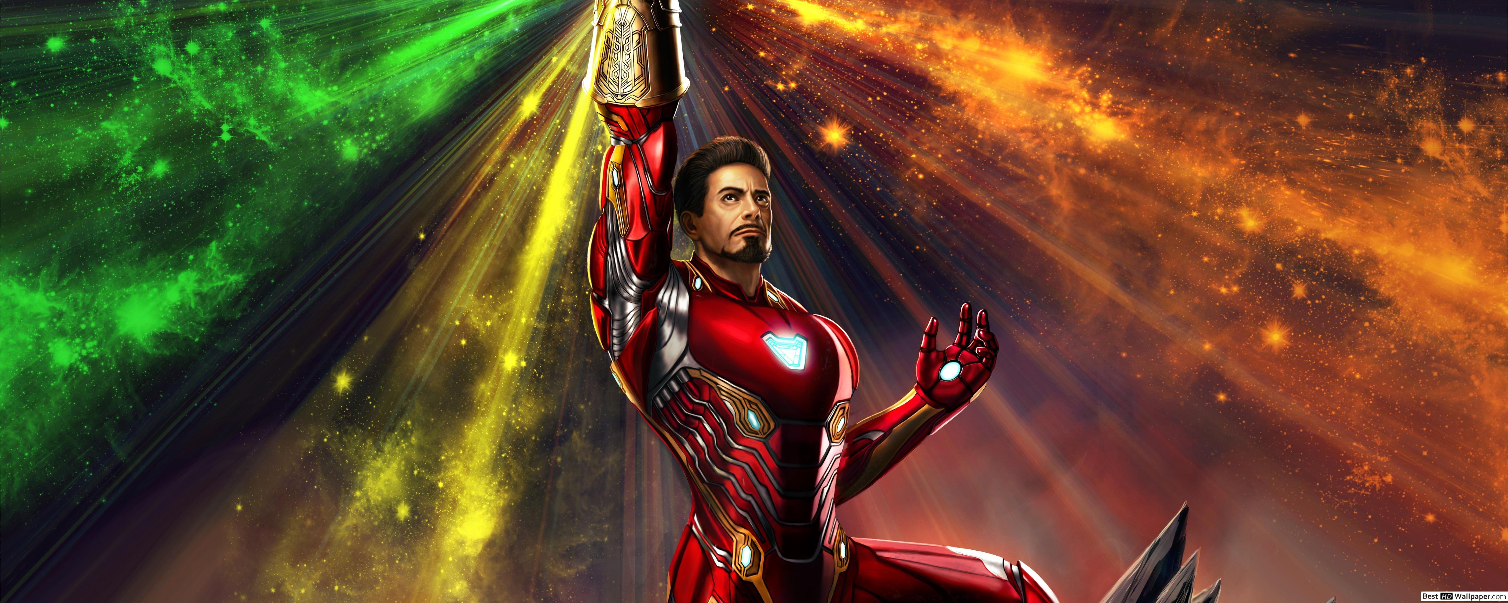 5120x2048 Avengers: Endgame Man Infinity Gaunlet With Infinity Stones