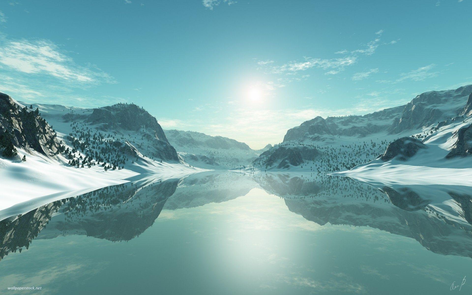 1920x1200 ice, Blue, Landscapes, Seasons, Artwork, Lakes, 3D, Icy Wallpaper