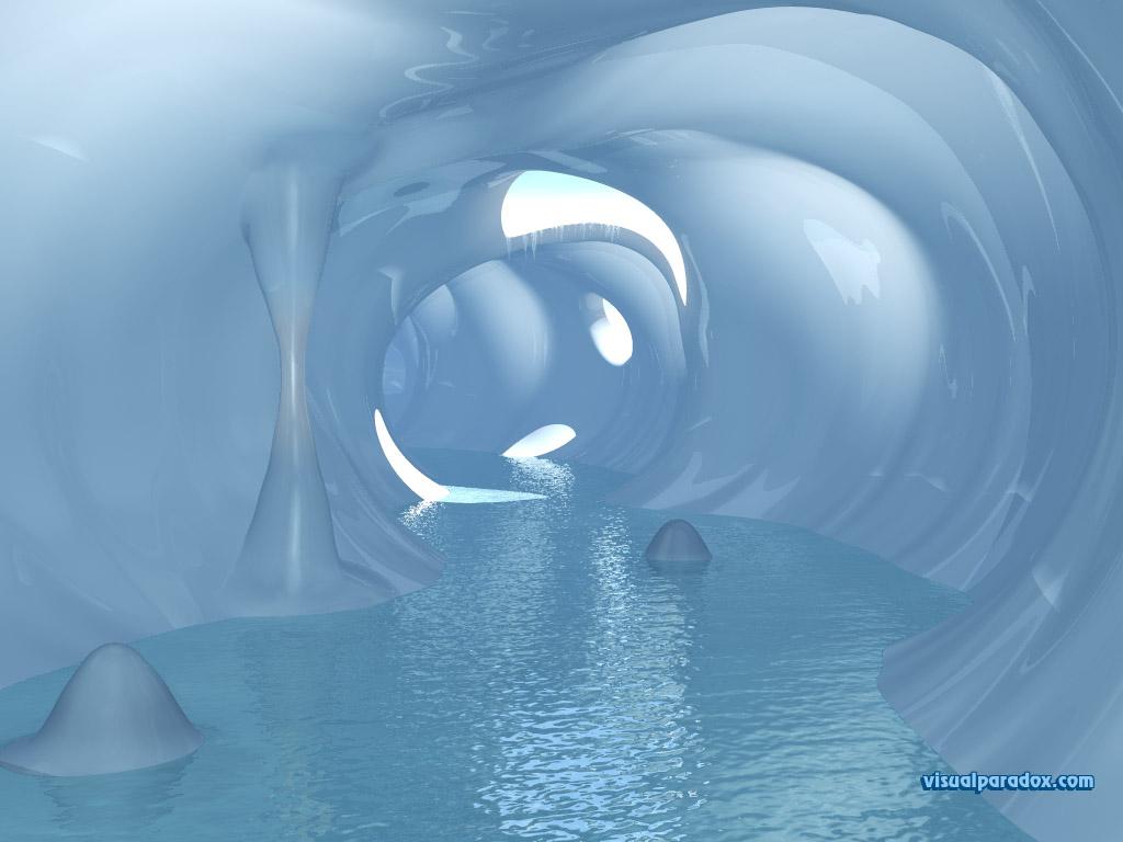 1024x768 Free 3D Wallpaper 'Ice Cave' 1024x768
