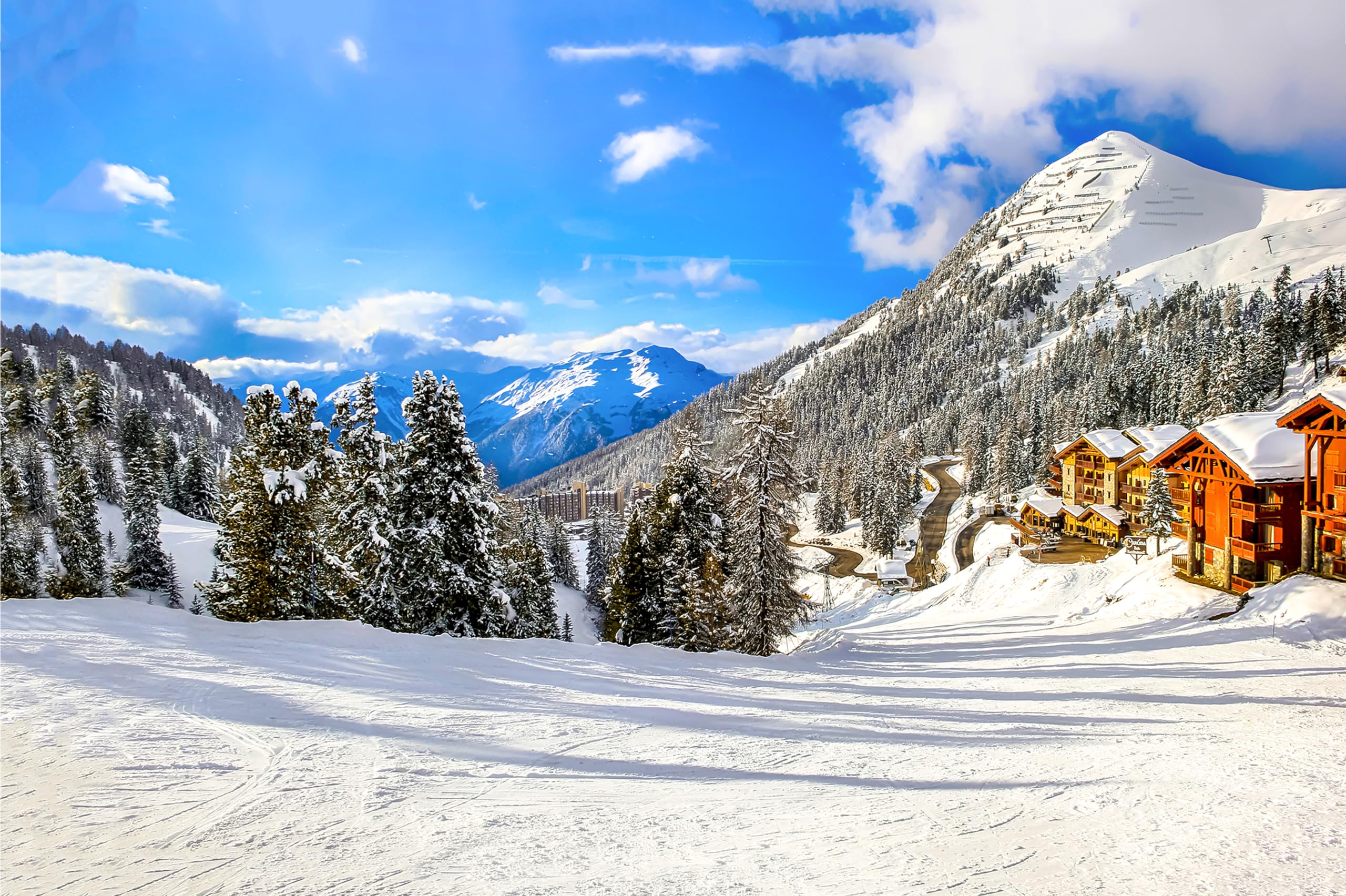 2560x1704 Amazon.com : CHNYWORK 7ftx5ft Winter Snow Mountain Backdrop Ski Resort Alps Mountain Fir Forest Wooden House Ski Slopes Blue Sky Background Winter Ski Party Decorations Photo Shoot Studio Props Wallpaper