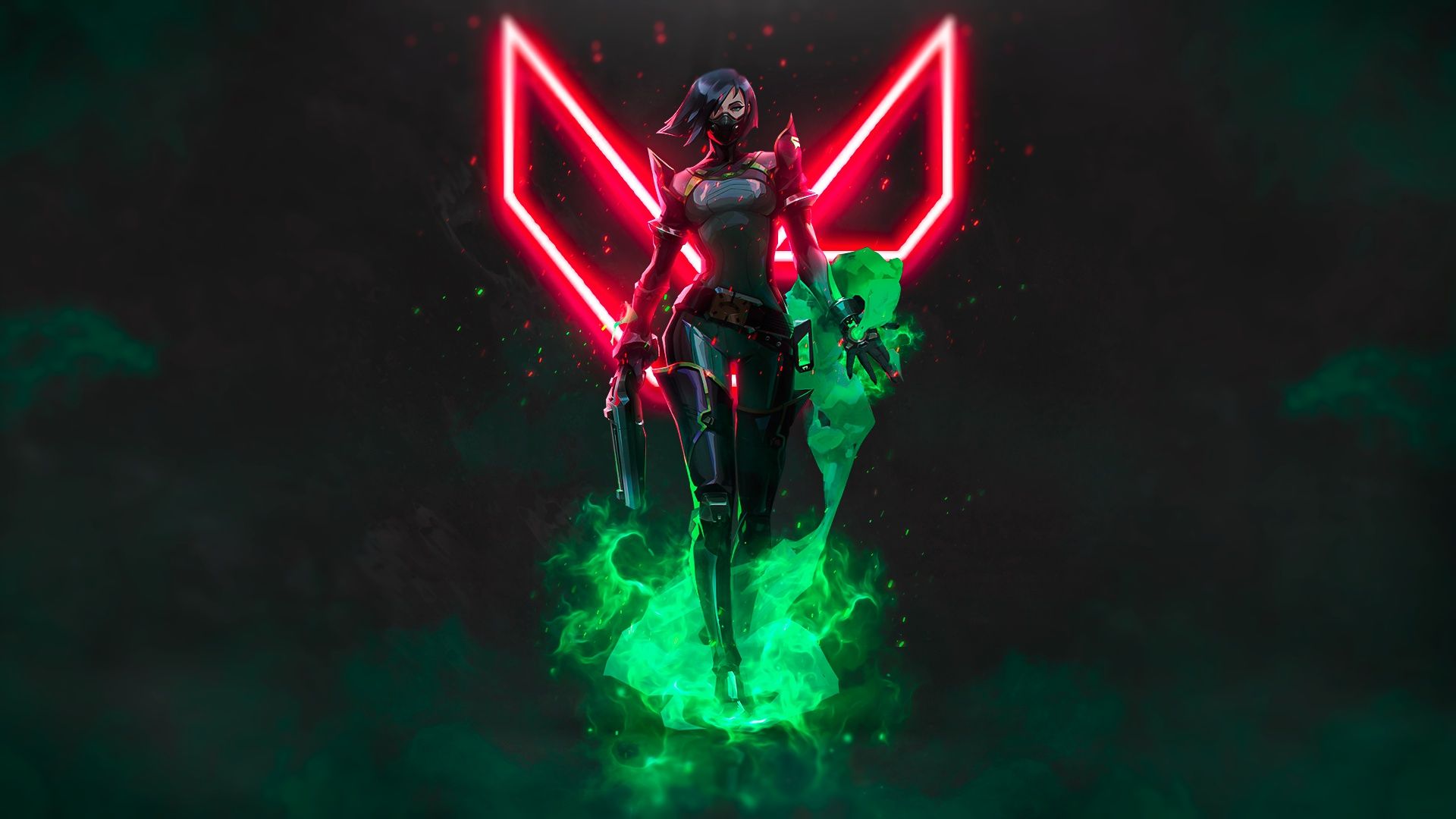 1920x1080 Wallpaper dark, smoke, Neon, video games, Valorant, video game girls, video game characters, Viper Battlestar Galactica for mobile and desktop, section игры, resolution 1920x1080