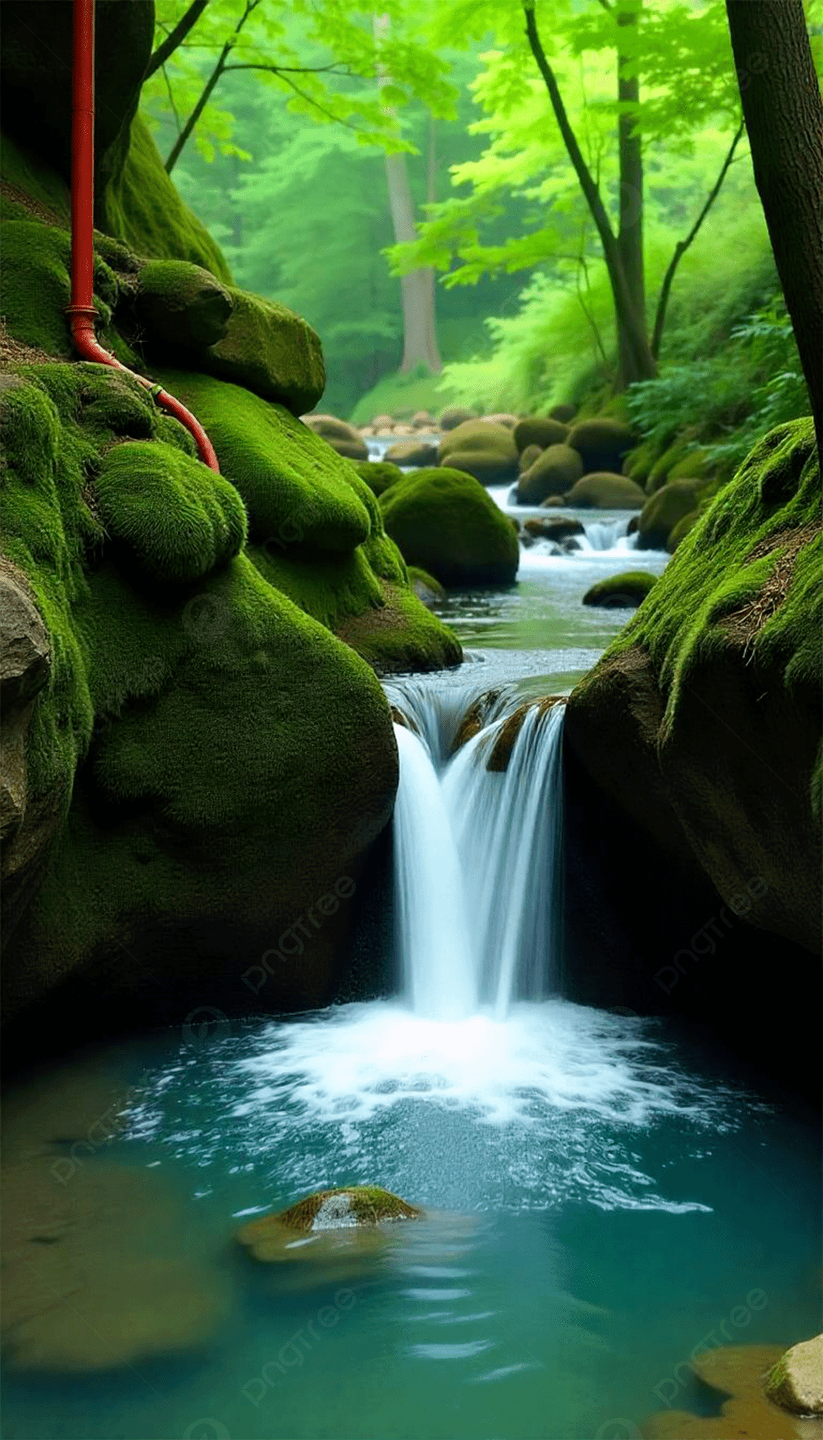 1200x2100 Wallpaper Gambar Wallpaper Air Terjun Hutan Yang Tenang Latar belakang Untuk Download Gratis