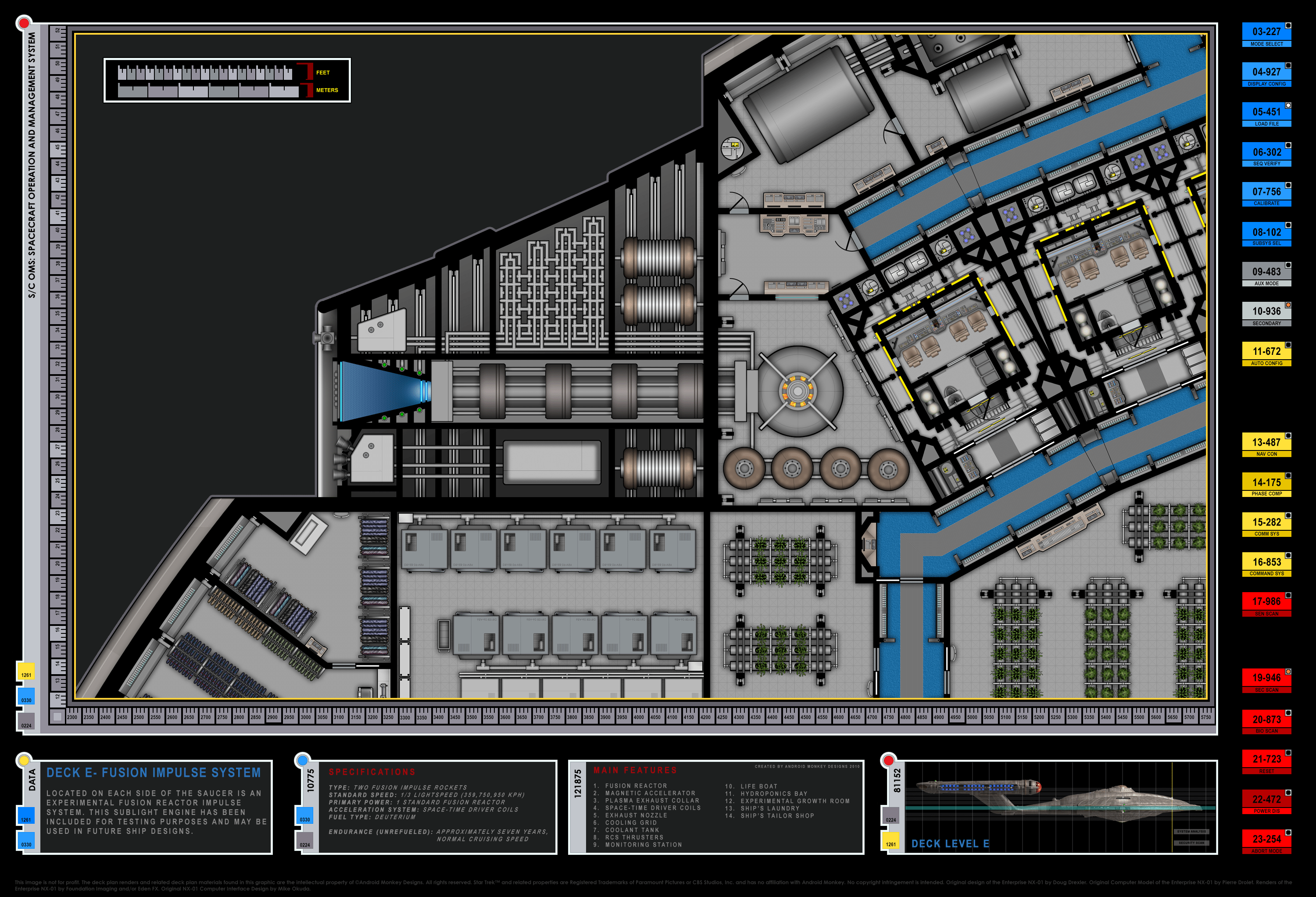 3000x2045 Colored Schematic Of Fusion Reactor; Columbia Class Starship