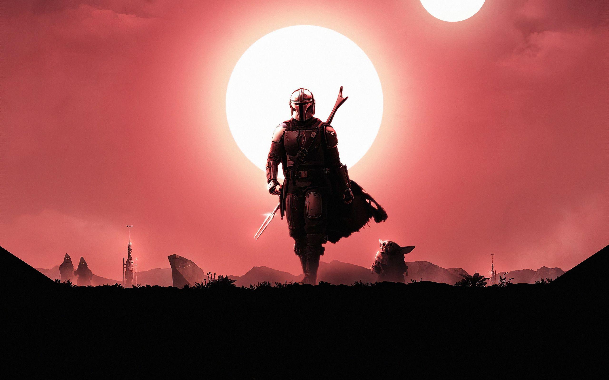 2560x1600 Download Soldier, The Mandalorian, silhouette, art wallpaper, 2560x Dual Wide, Widescreen 16: Widescreen