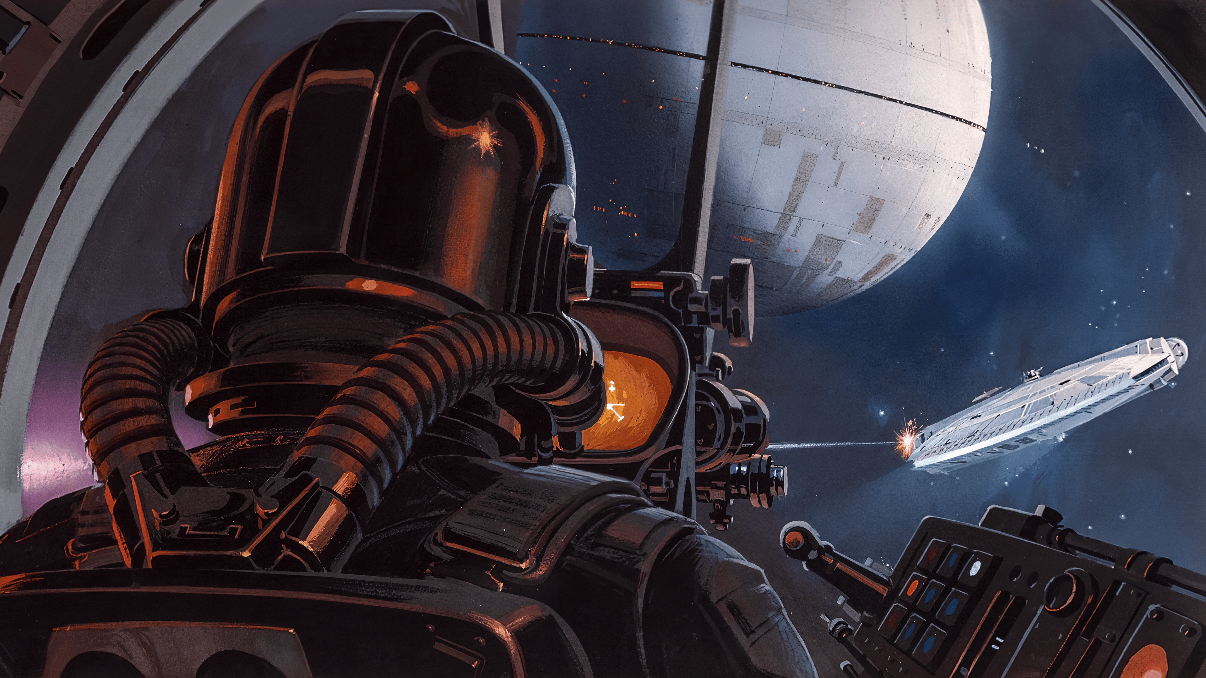 3840x2160 Battle Above the Death Star by Ralph McQuarrie 3840x2160