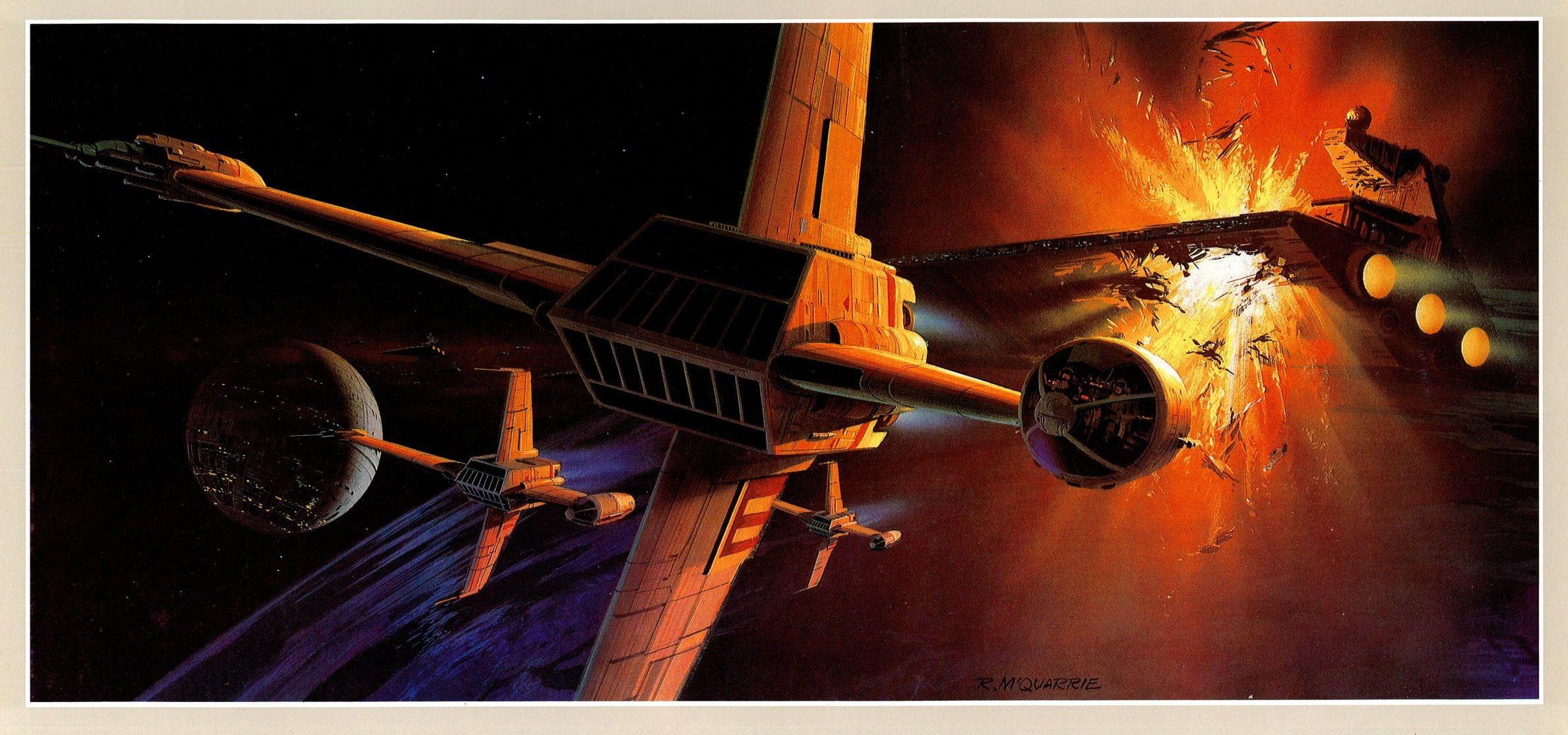 2377x1115 Spacecraft firing ammunition digital wallpaper, Star Wars, artwork