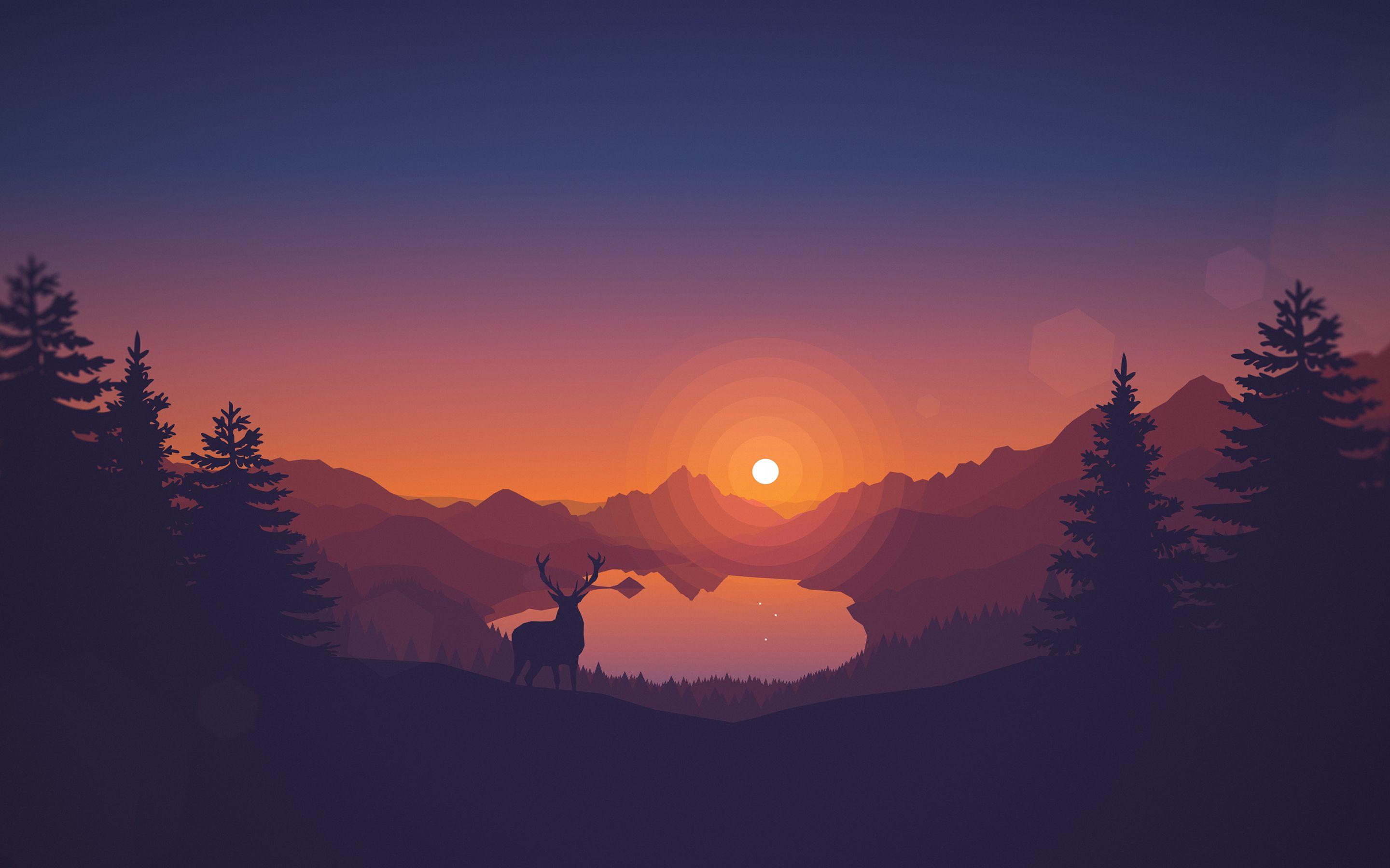 2880x1800 Lakeview Sunset 4K Wallpaper