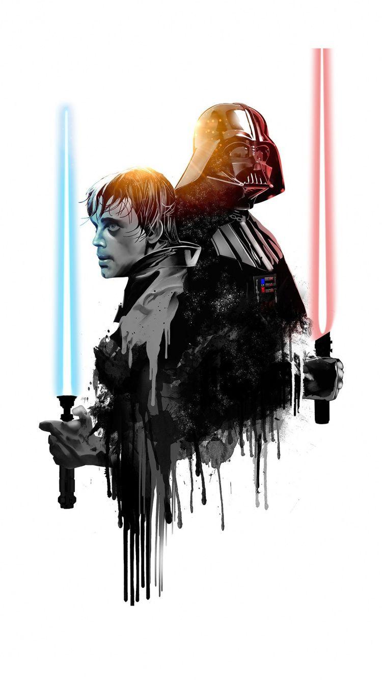 750x1334 Download 750x1334 wallpaper darth vader, luke skywalker, star wars