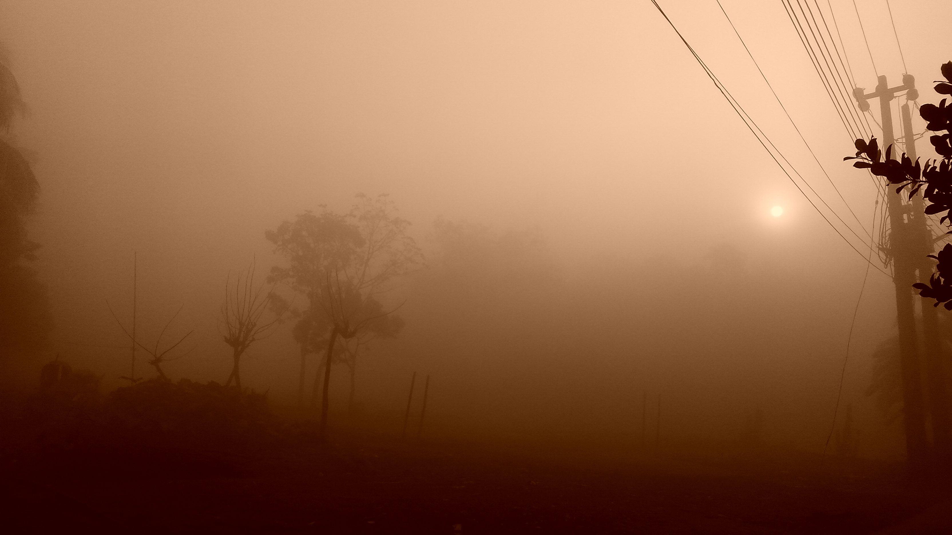 3328x1872 Fog Mist Electricity Pole Ultra Wide Desktop Wallpaper