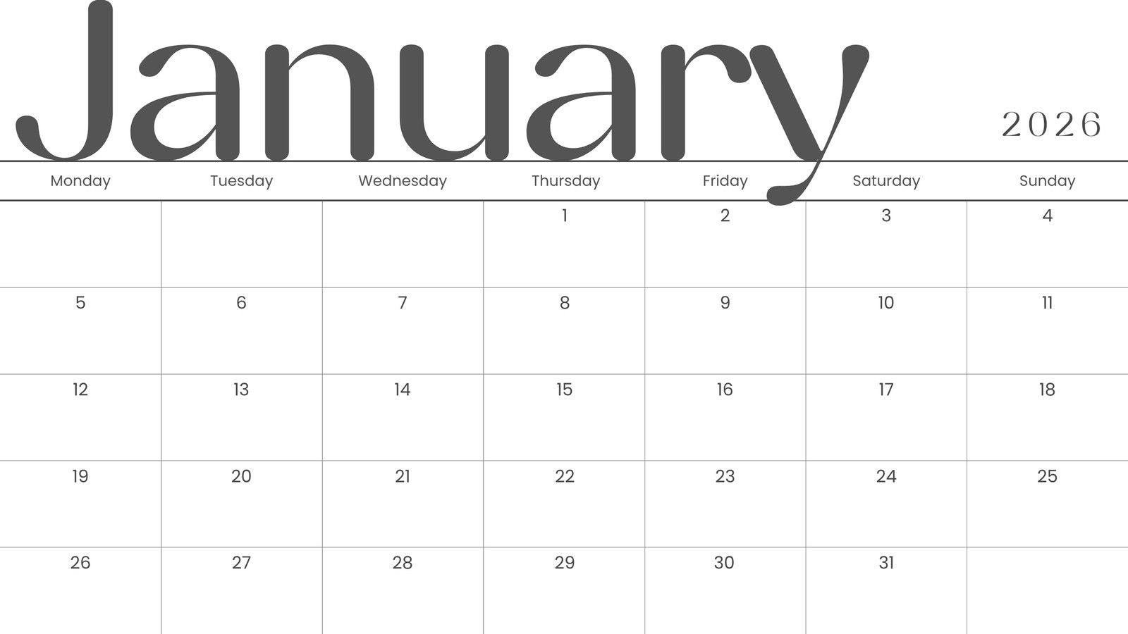 1600x900 Free and customizable january templates