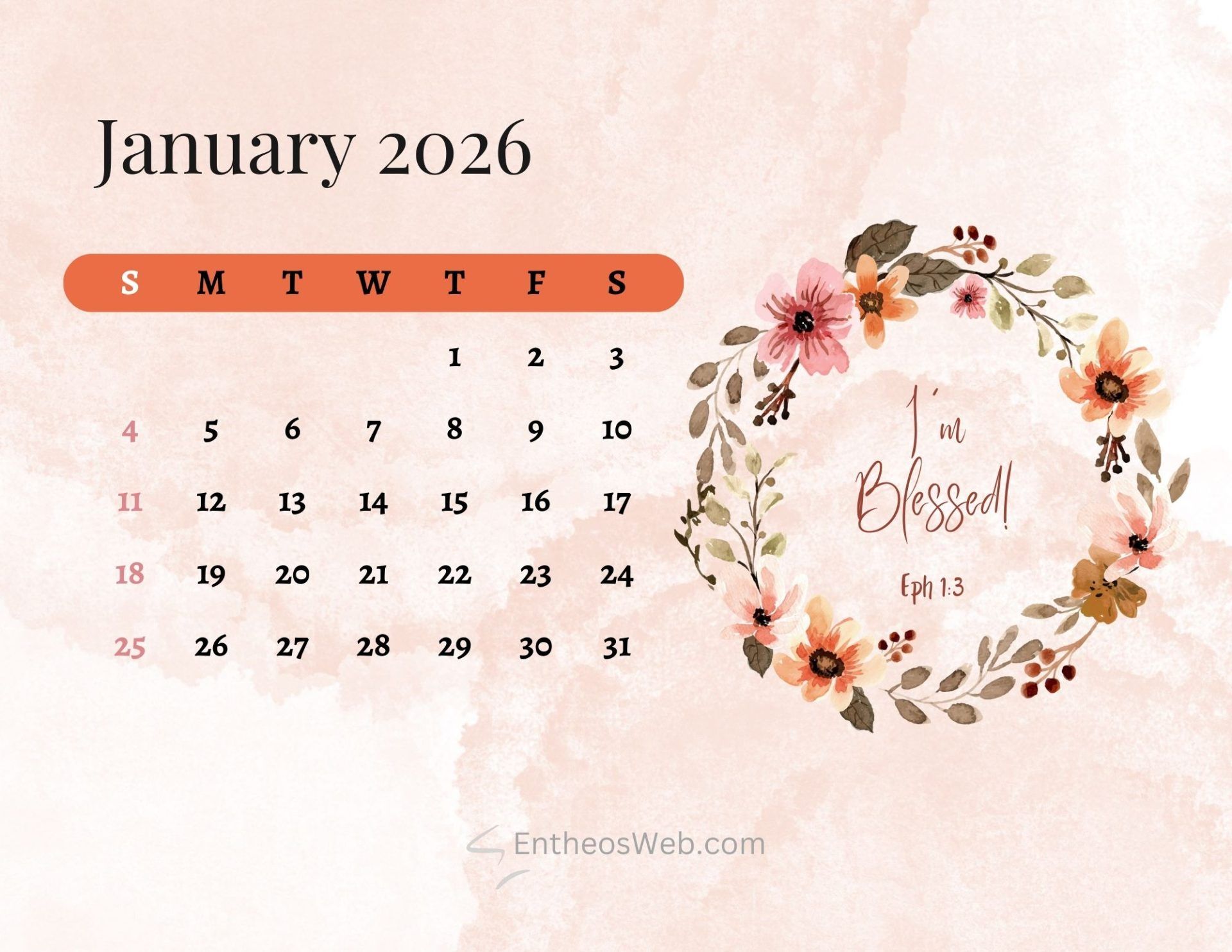 1920x1483 January 2026 Printable Calendars