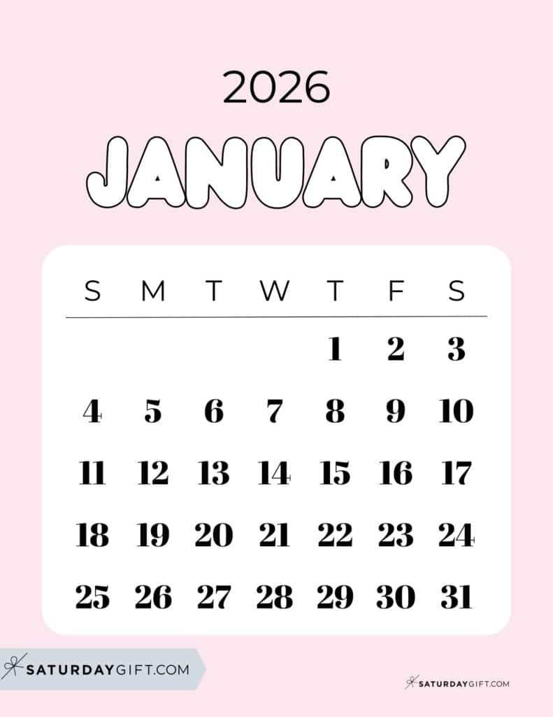 791x1024 January 2026 Calendars Cute Free Printable PDFs