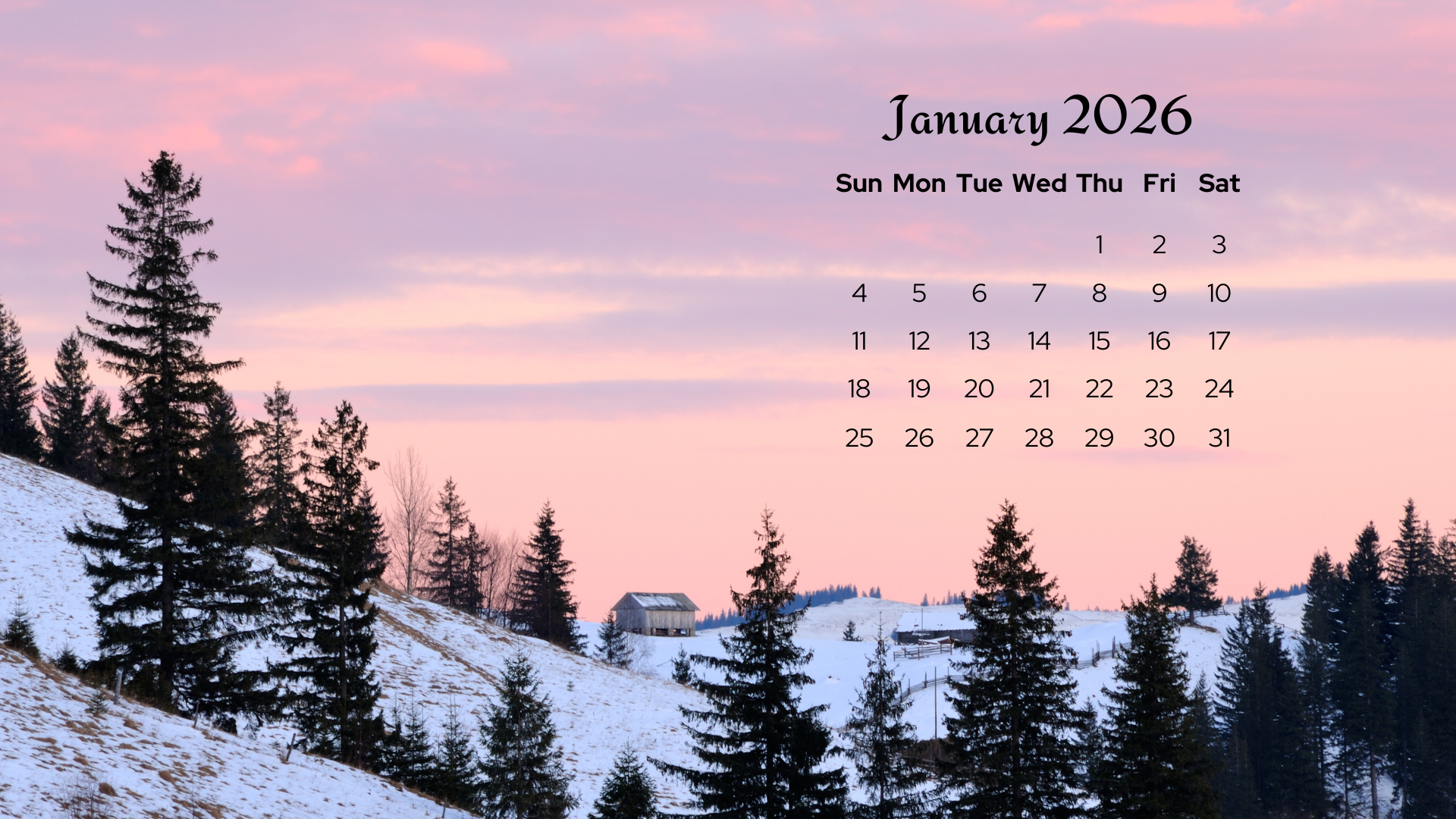 1920x1080 Free January 2026 Desktop Calendar Background (EASY DOWNLOAD)