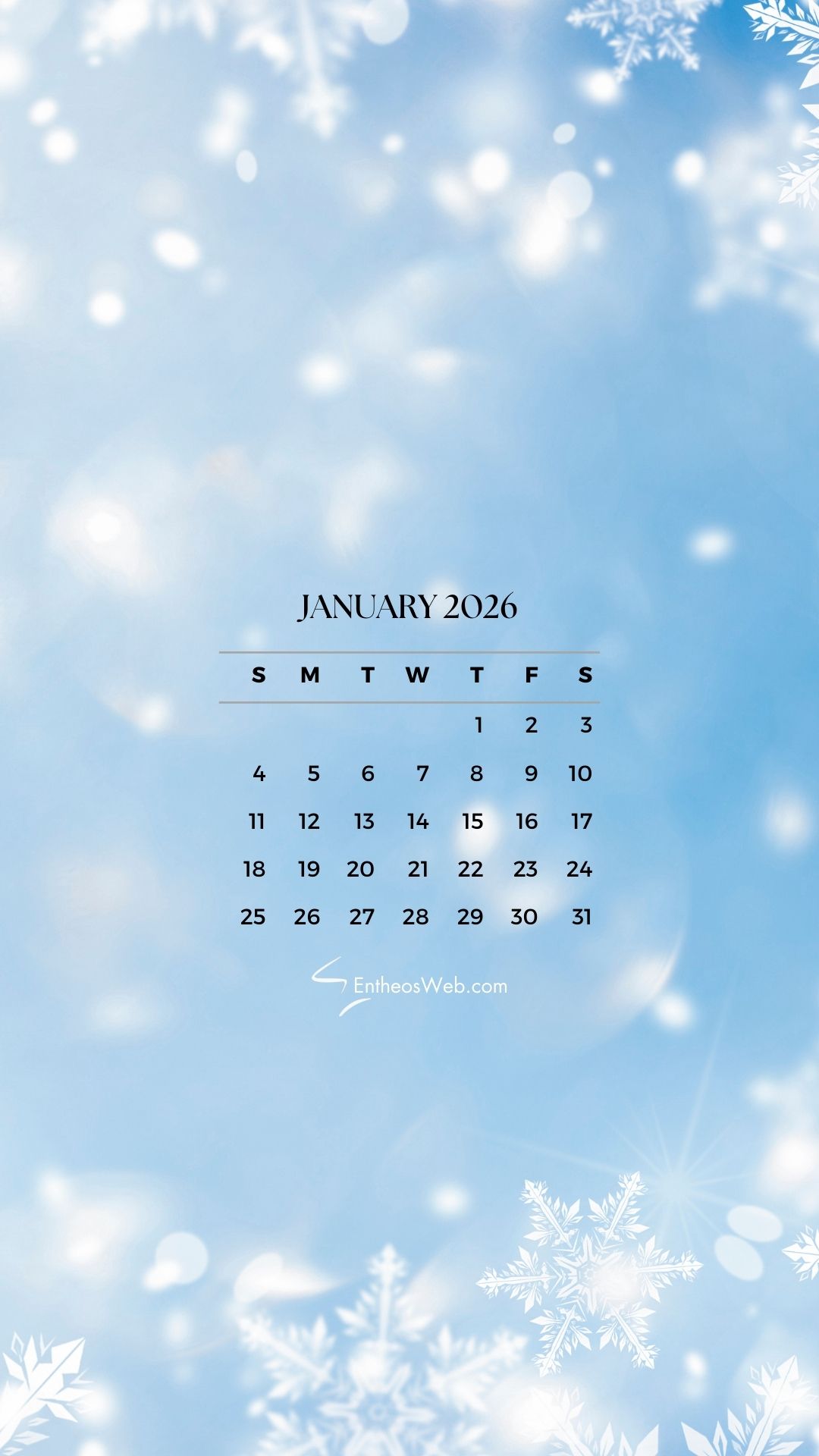 1080x1920 January 2026 Phone Wallpaper Calendars