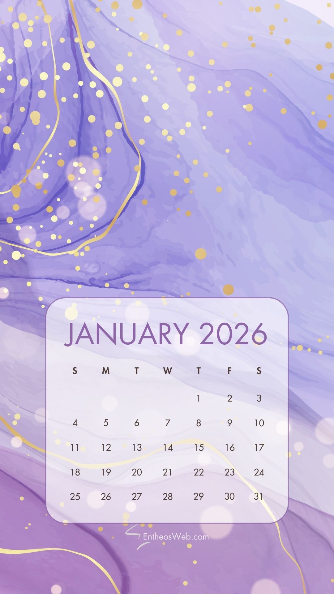 1080x1920 January 2026 Phone Wallpaper Calendars