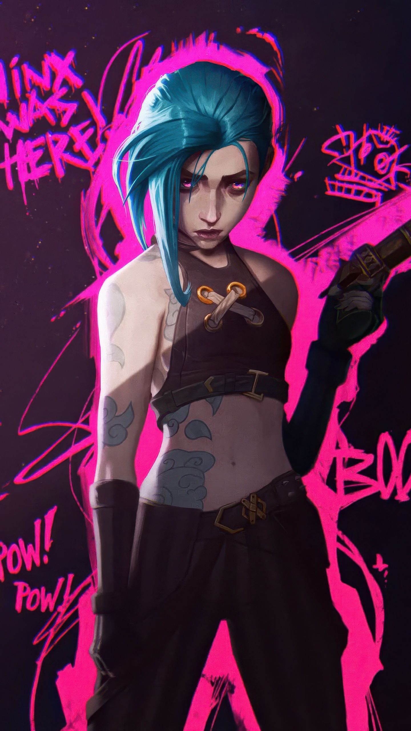 1440x2560 Jinx Wallpaper 4K, Pink aesthetic