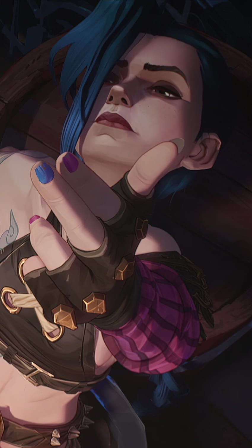 850x1511 Arcane Jinx Finger Gun Phone iPhone, jinx iphone HD phone wallpaper