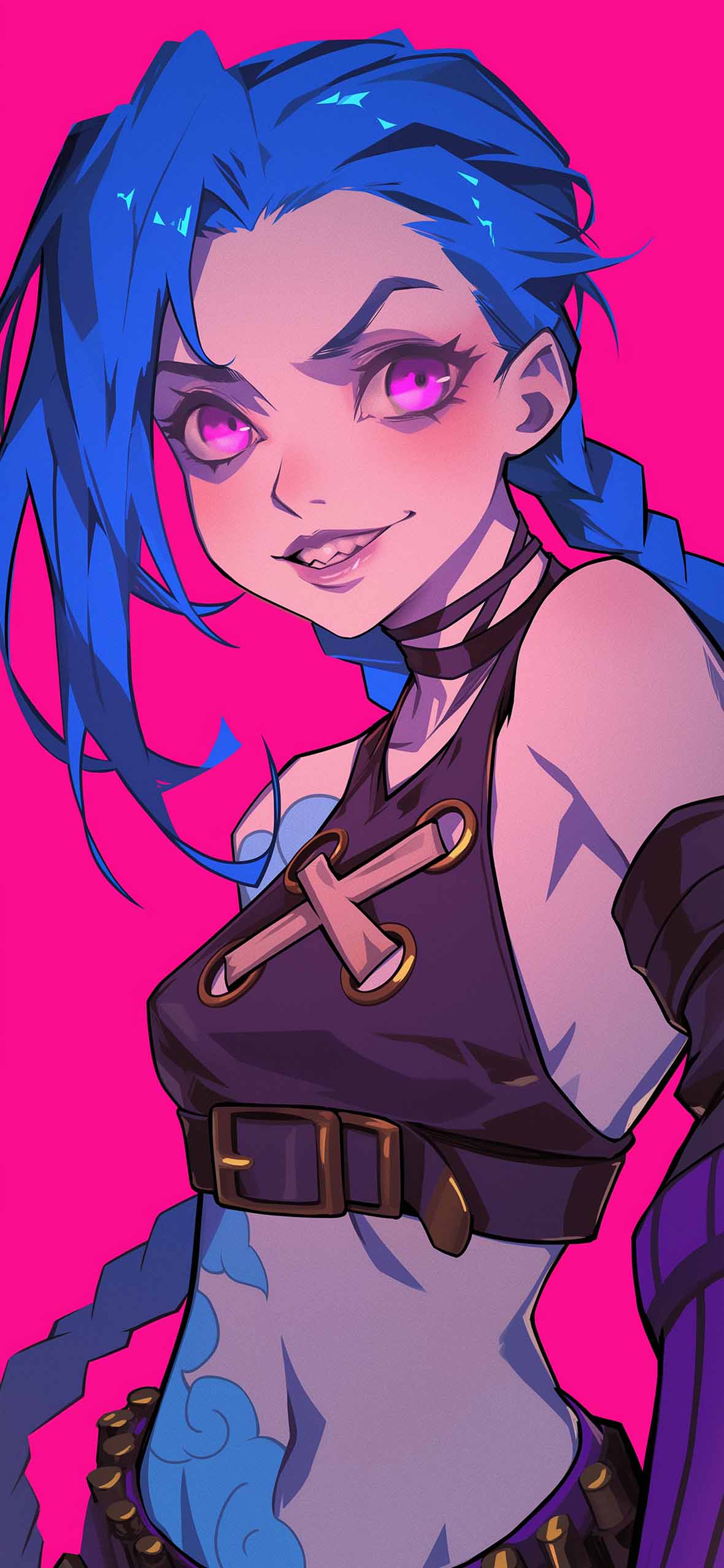 1180x2554 Jinx Arcane Baddie Pink Wallpaper Phone Wallpaper
