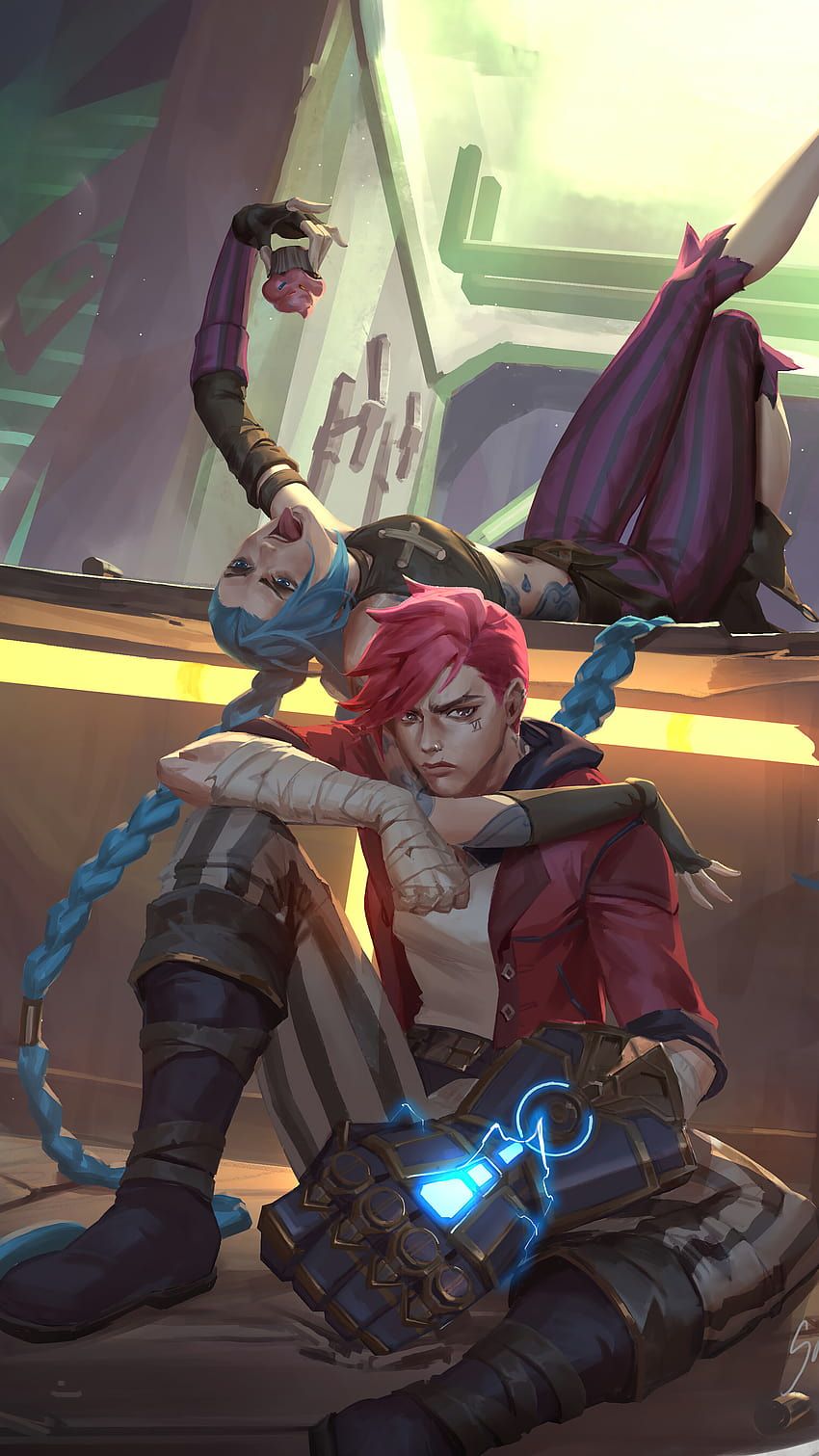850x1511 LOL Arcane Jinx and Vi Phone iPhone & Artwork HD phone wallpaper
